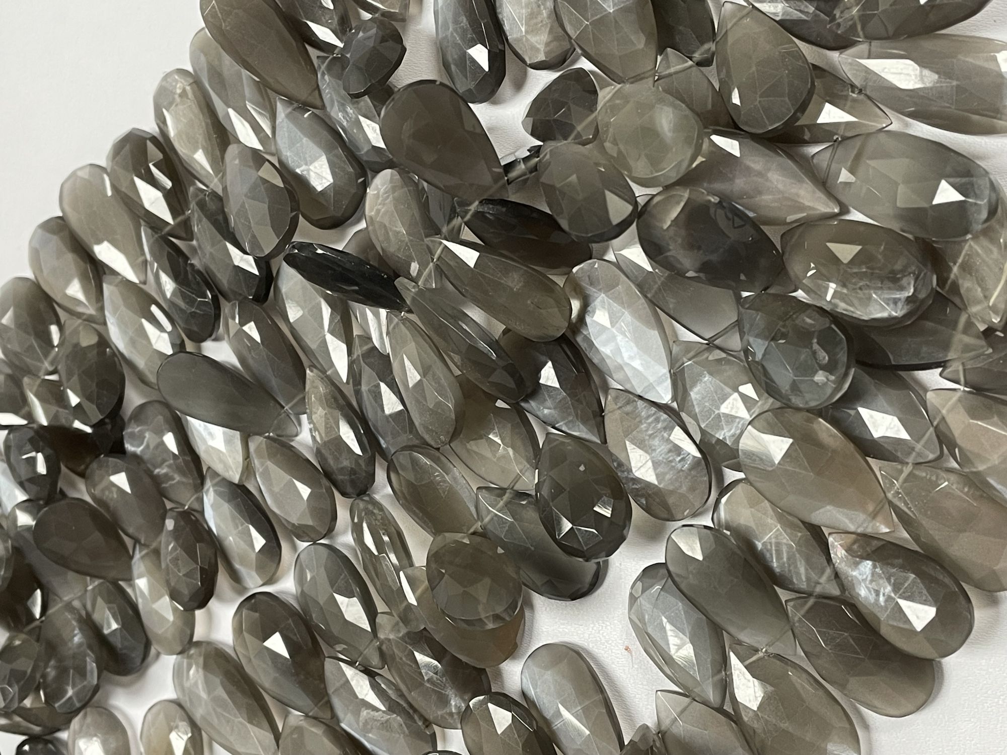 Grey Moonstone Pear Faceted