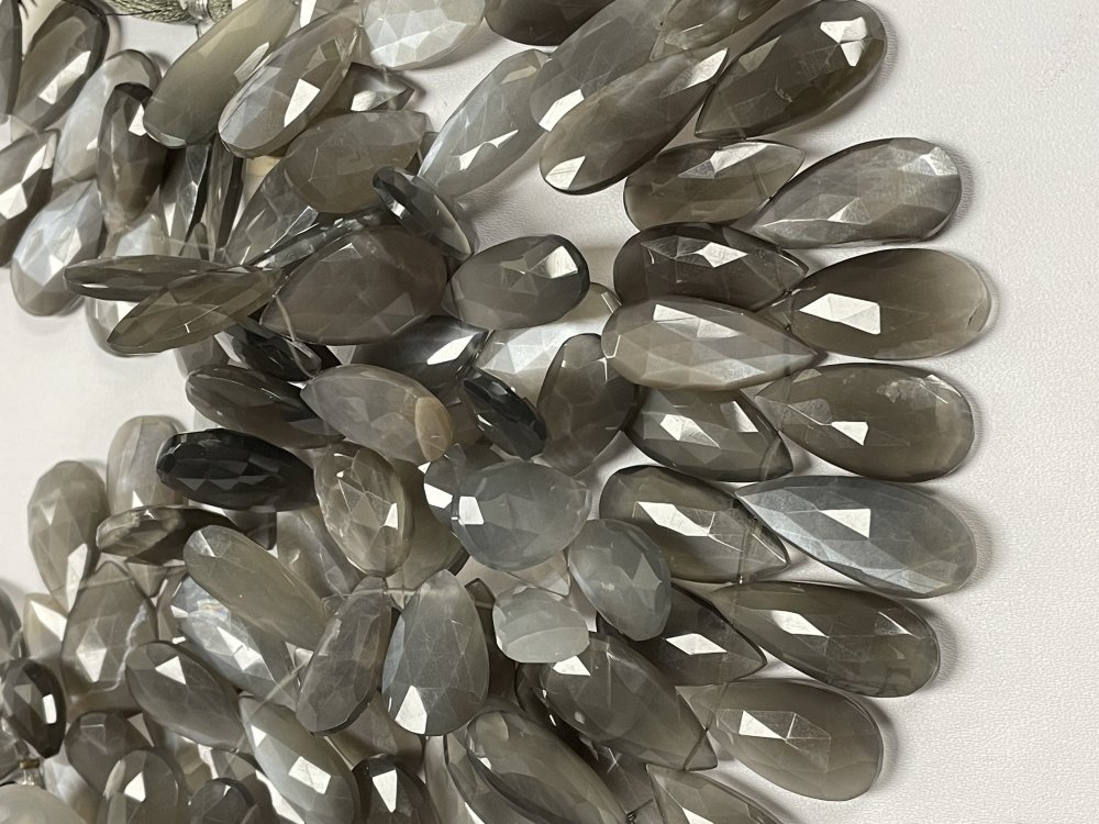 Grey Moonstone Pear Faceted