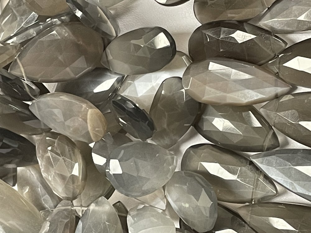 Grey Moonstone Pear Faceted