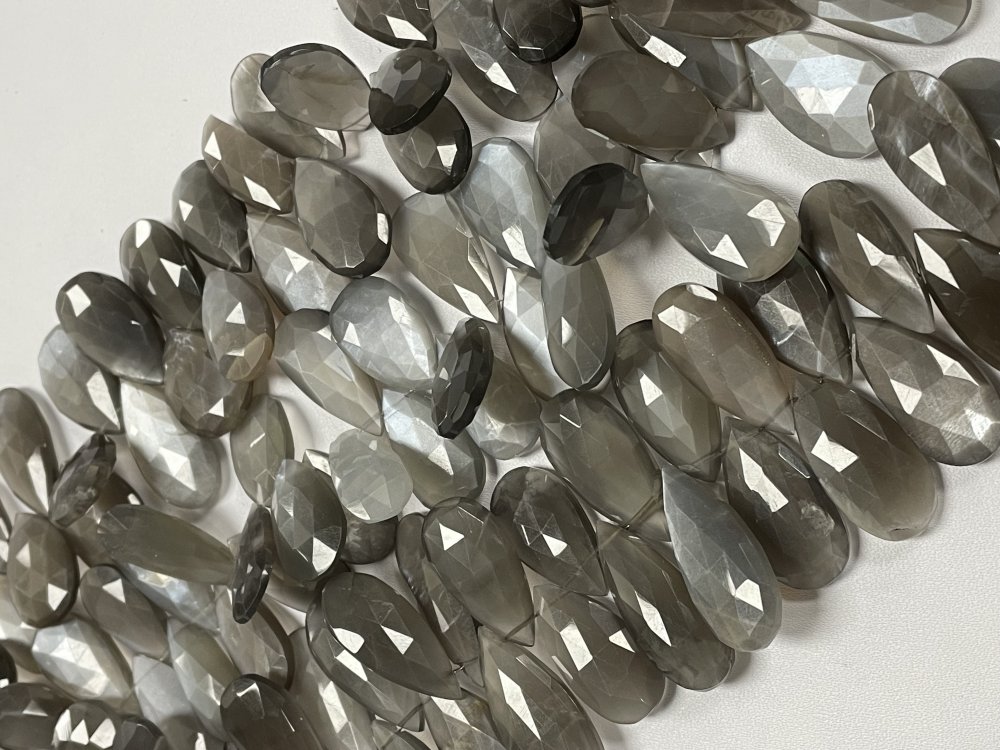 Grey Moonstone Pear Faceted