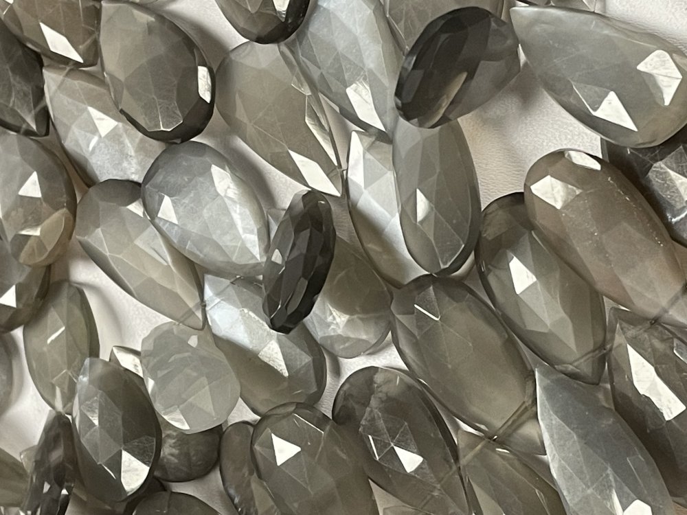 Grey Moonstone Pear Faceted