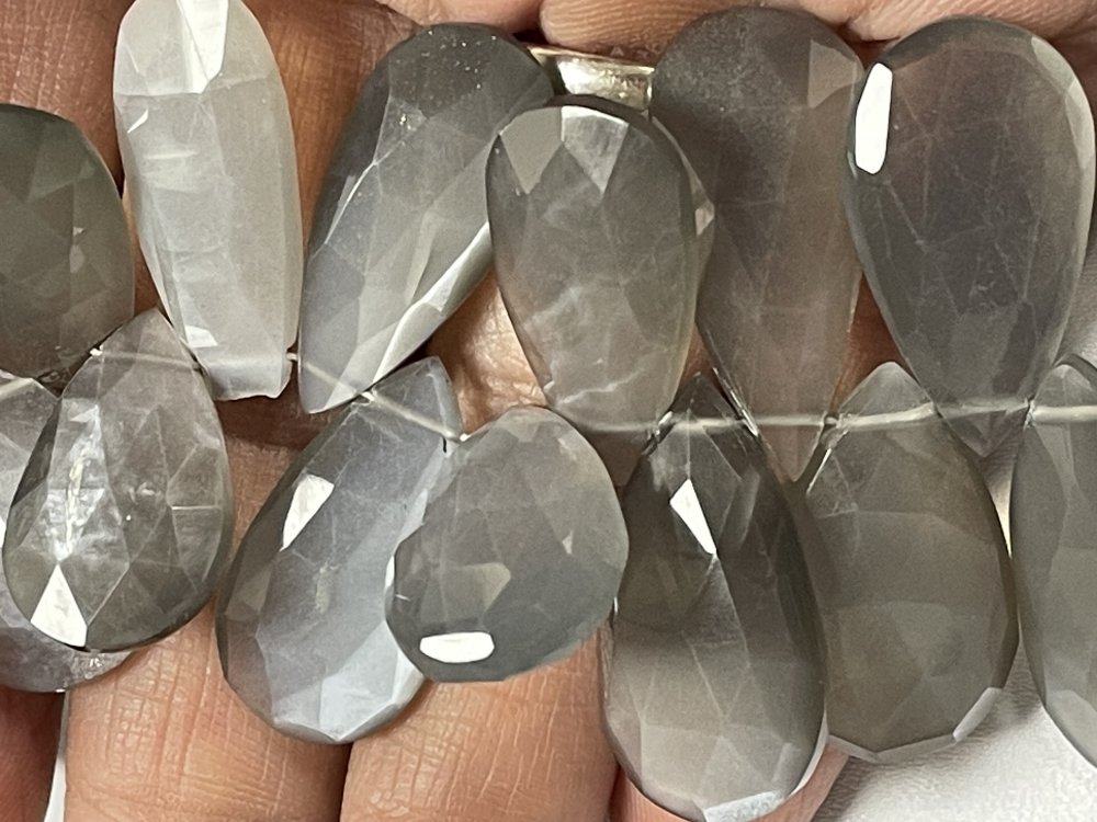 Grey Moonstone Pear Faceted