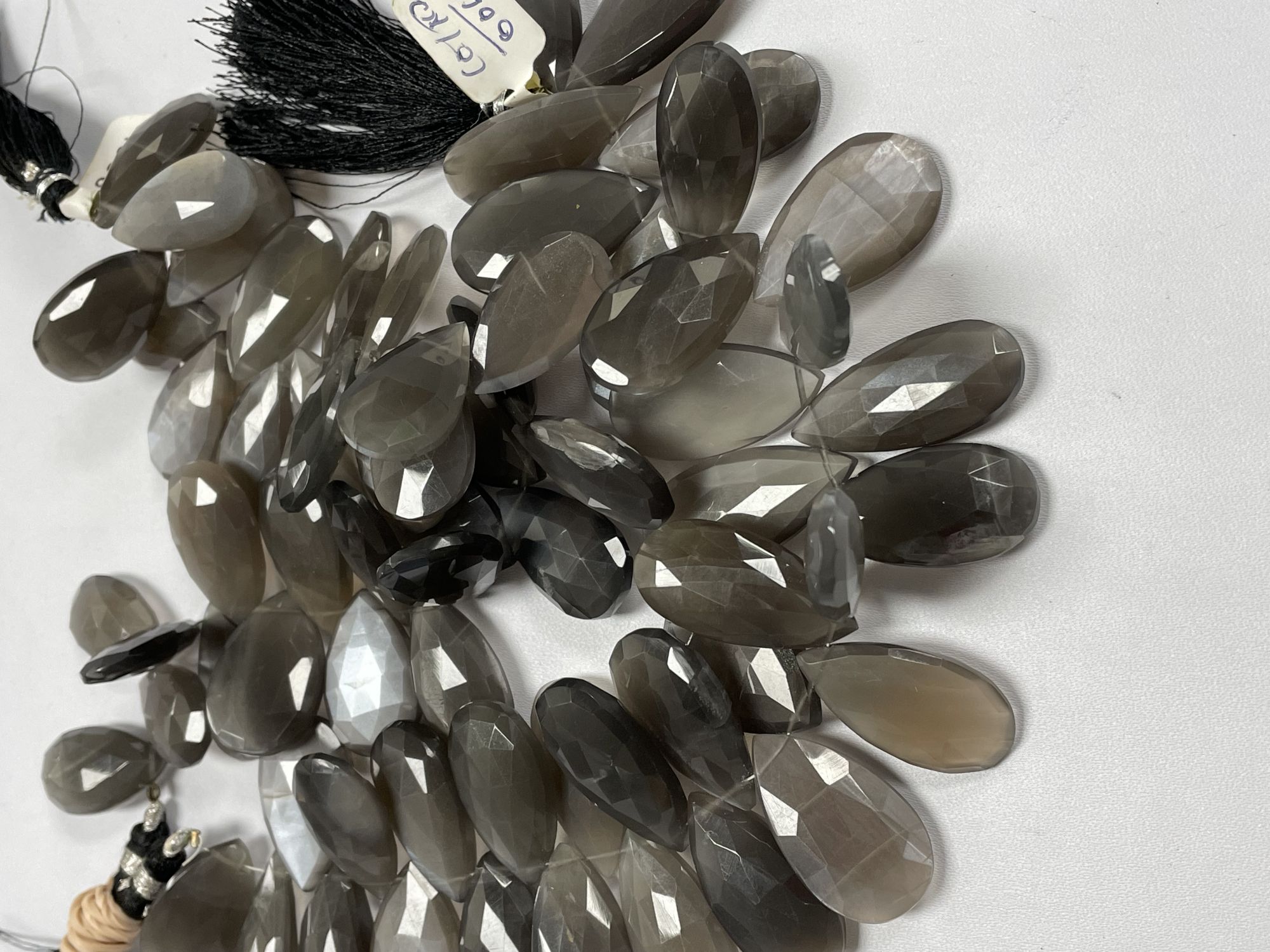 Grey Moonstone Pear Faceted