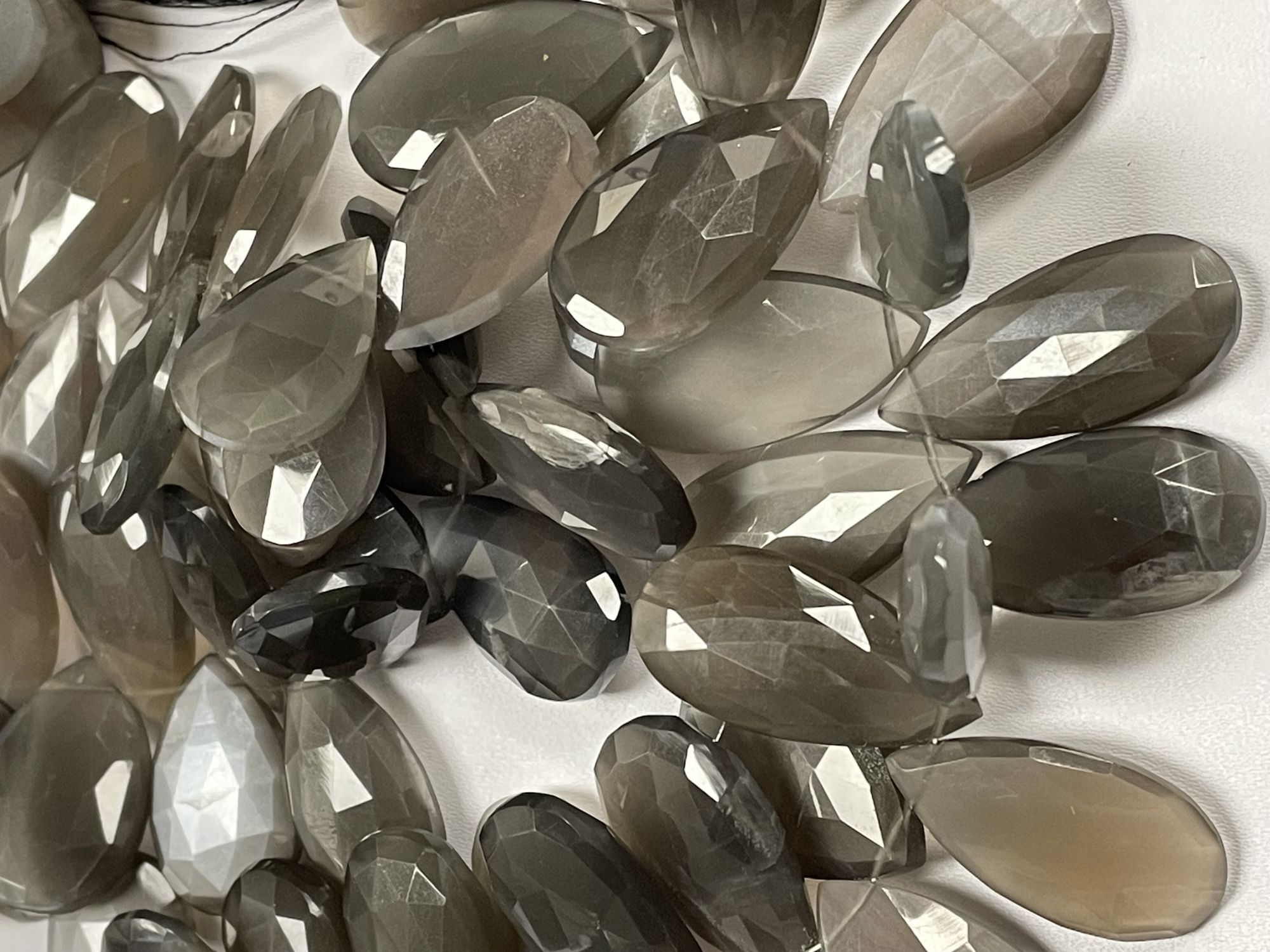 Grey Moonstone Pear Faceted