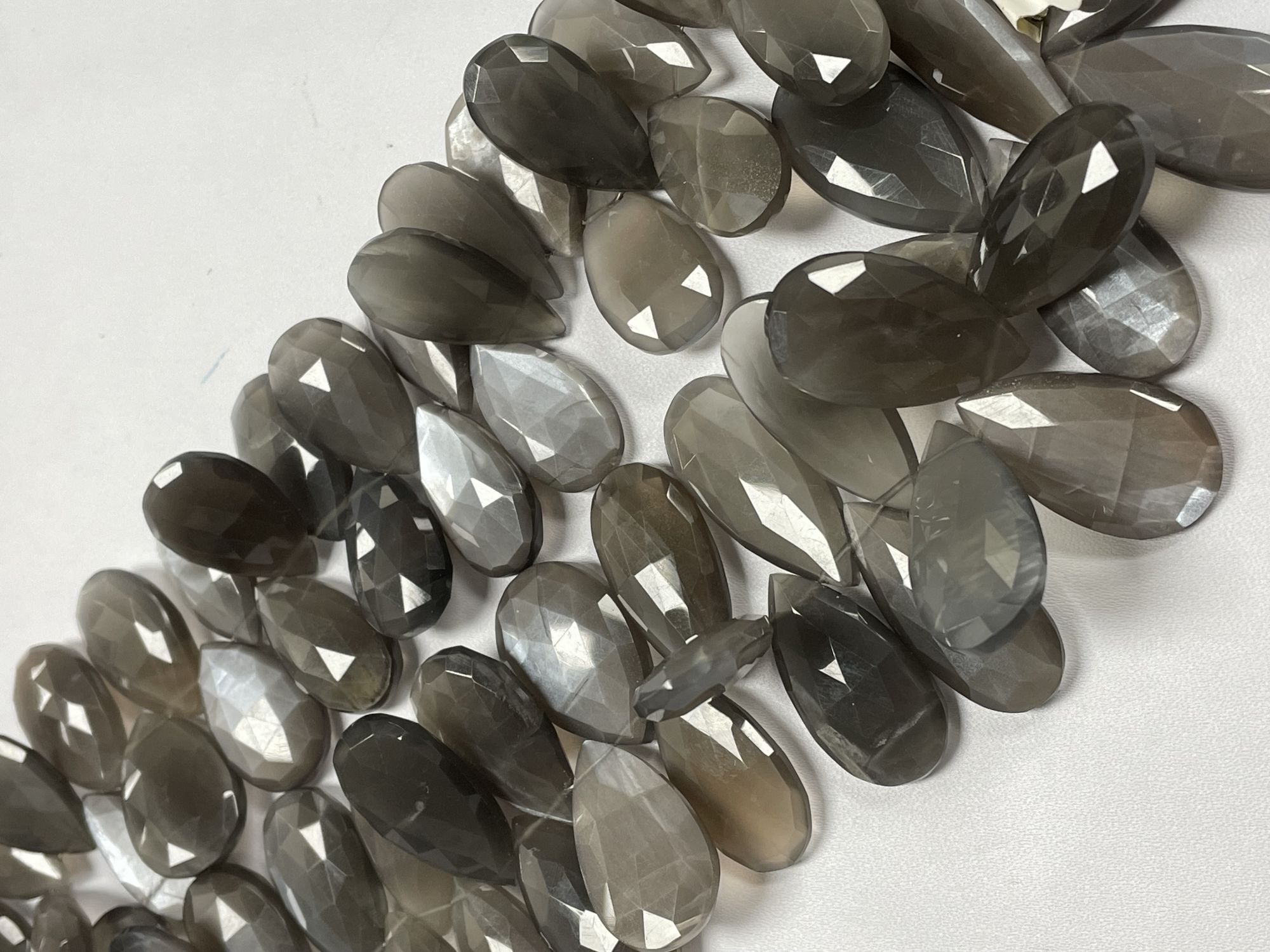Grey Moonstone Pear Faceted