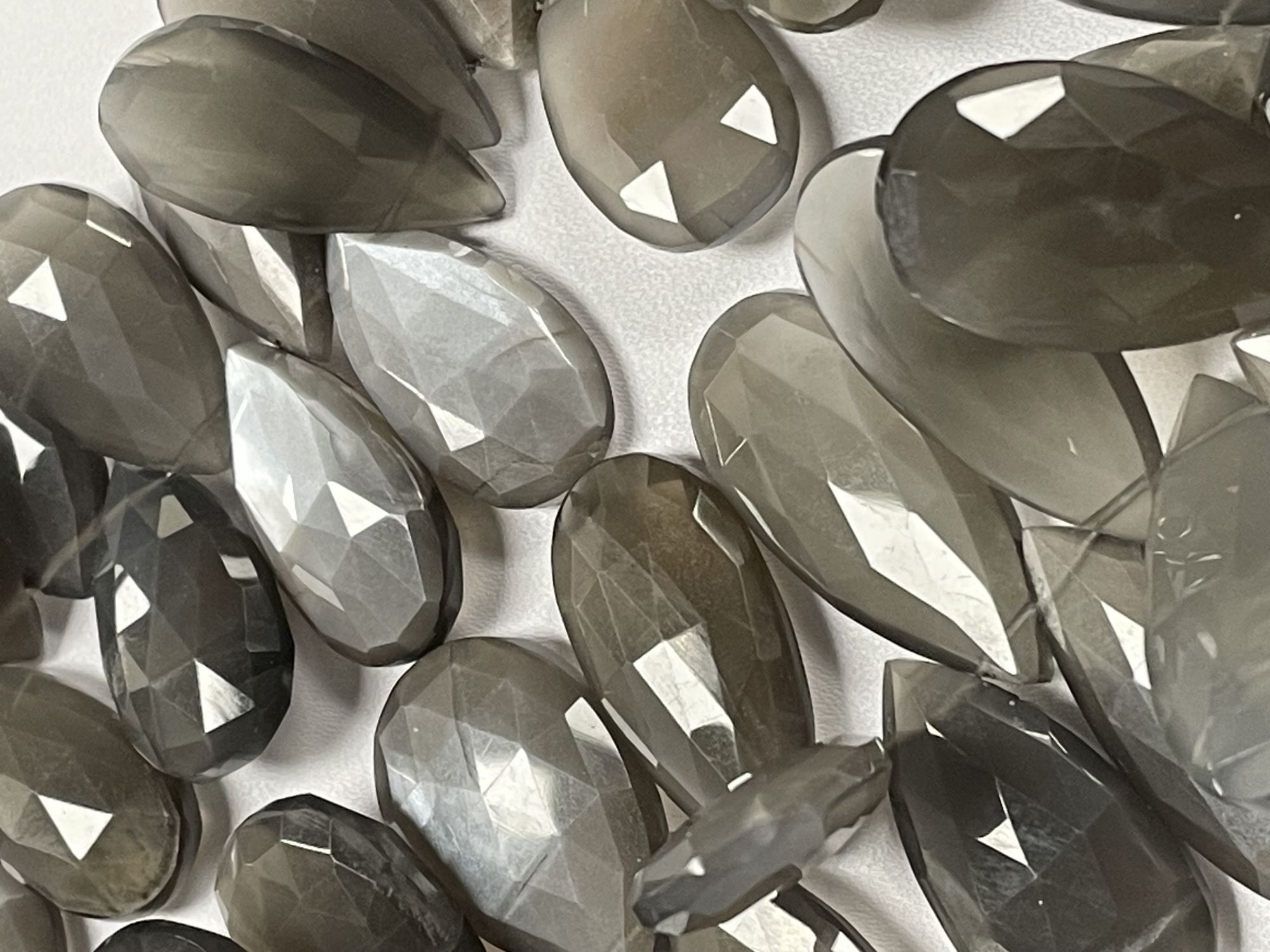 Grey Moonstone Pear Faceted
