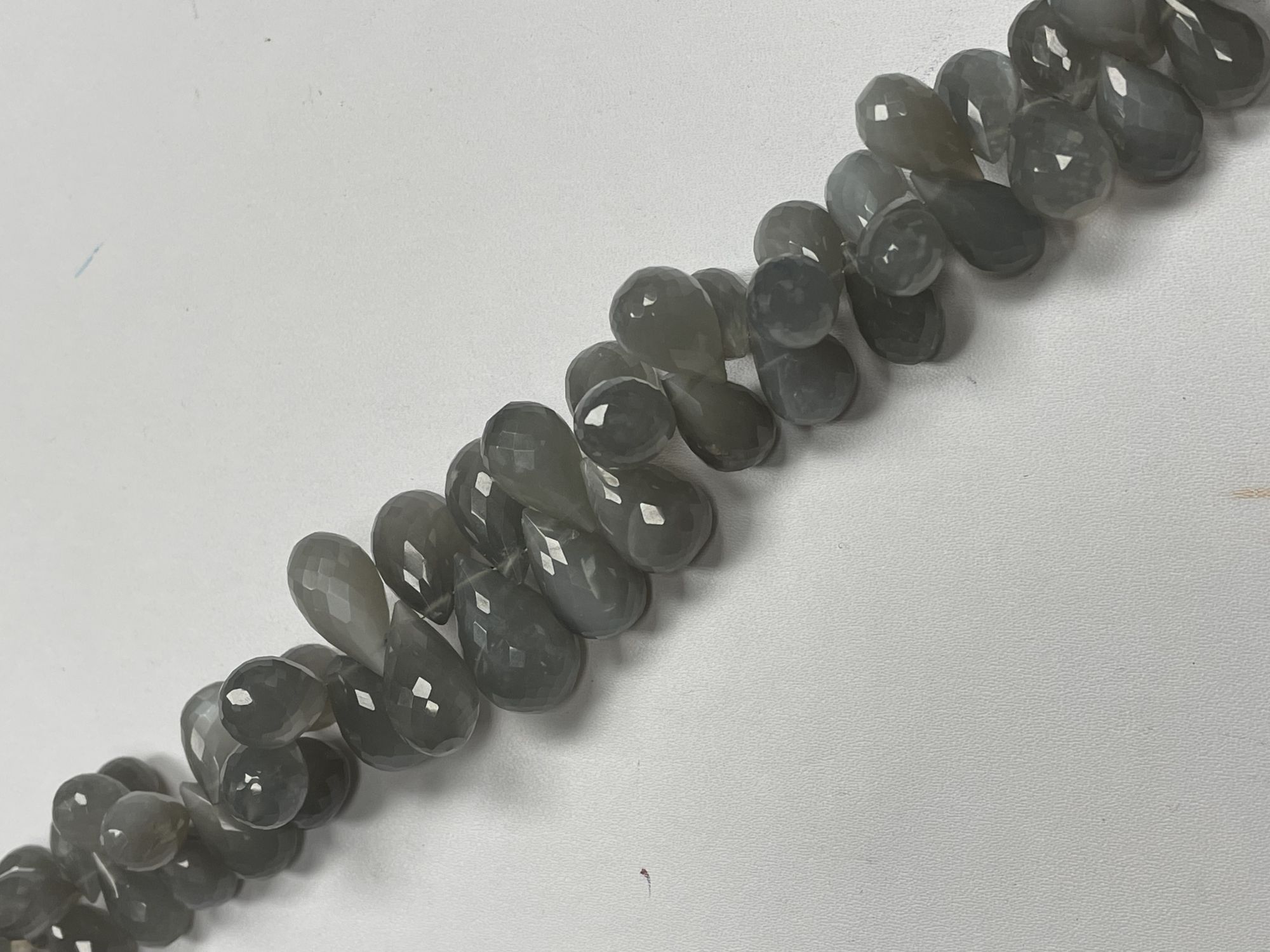 Grey Moonstone Drop Faceted