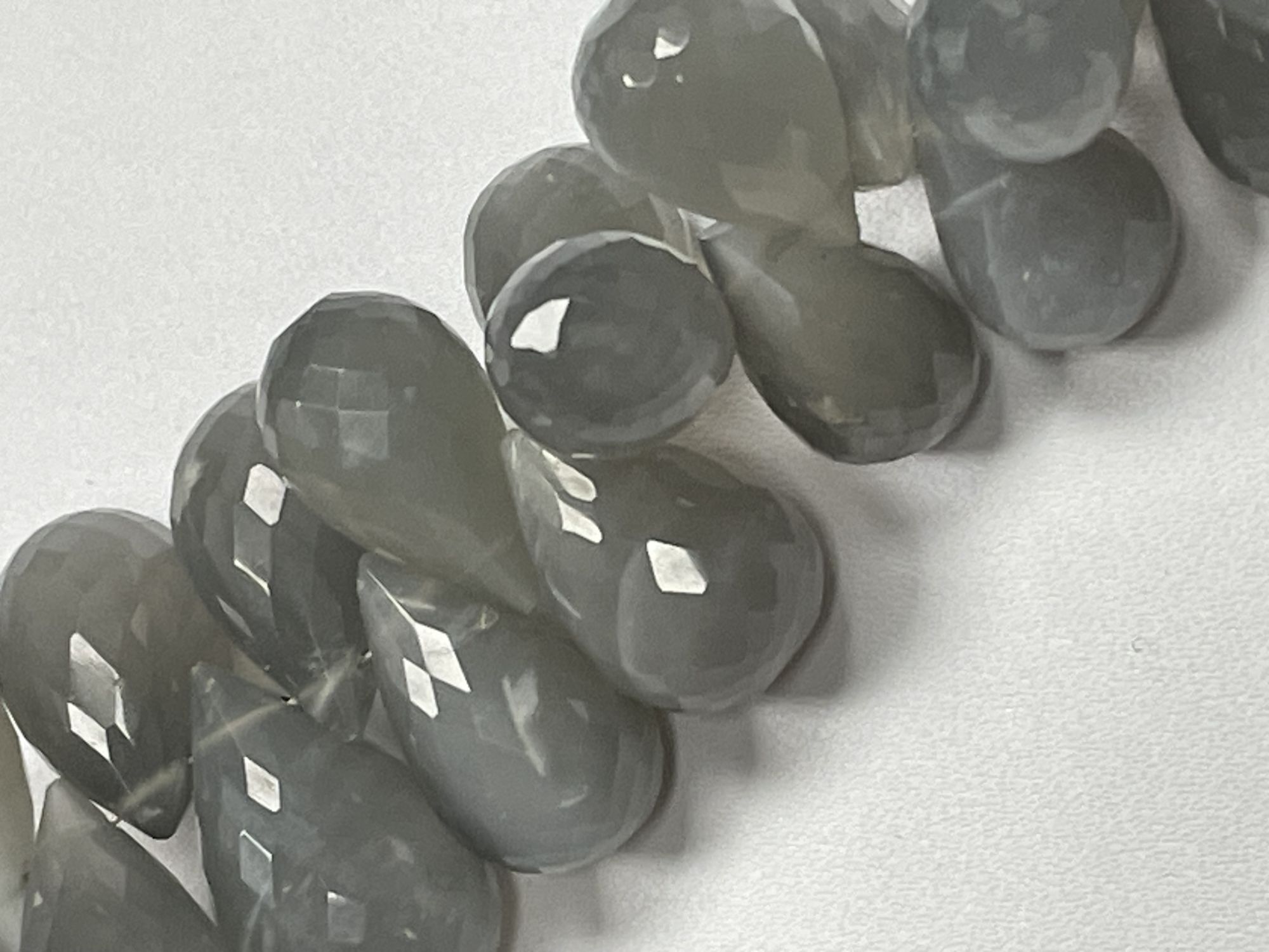 Grey Moonstone Drop Faceted