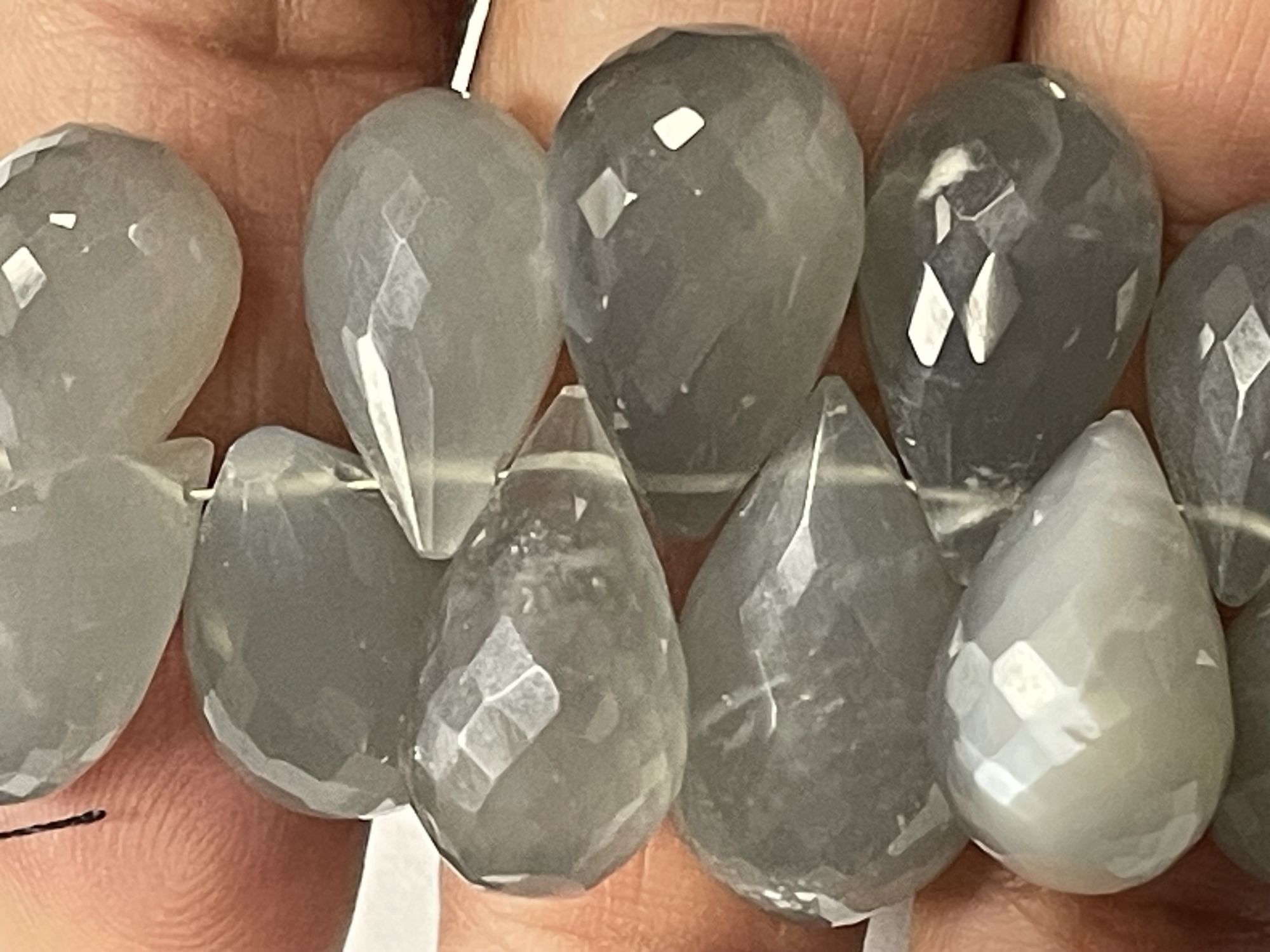 Grey Moonstone Drop Faceted