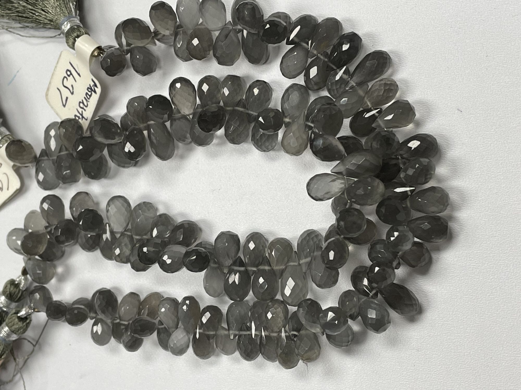 Grey Moonstone Drop Faceted