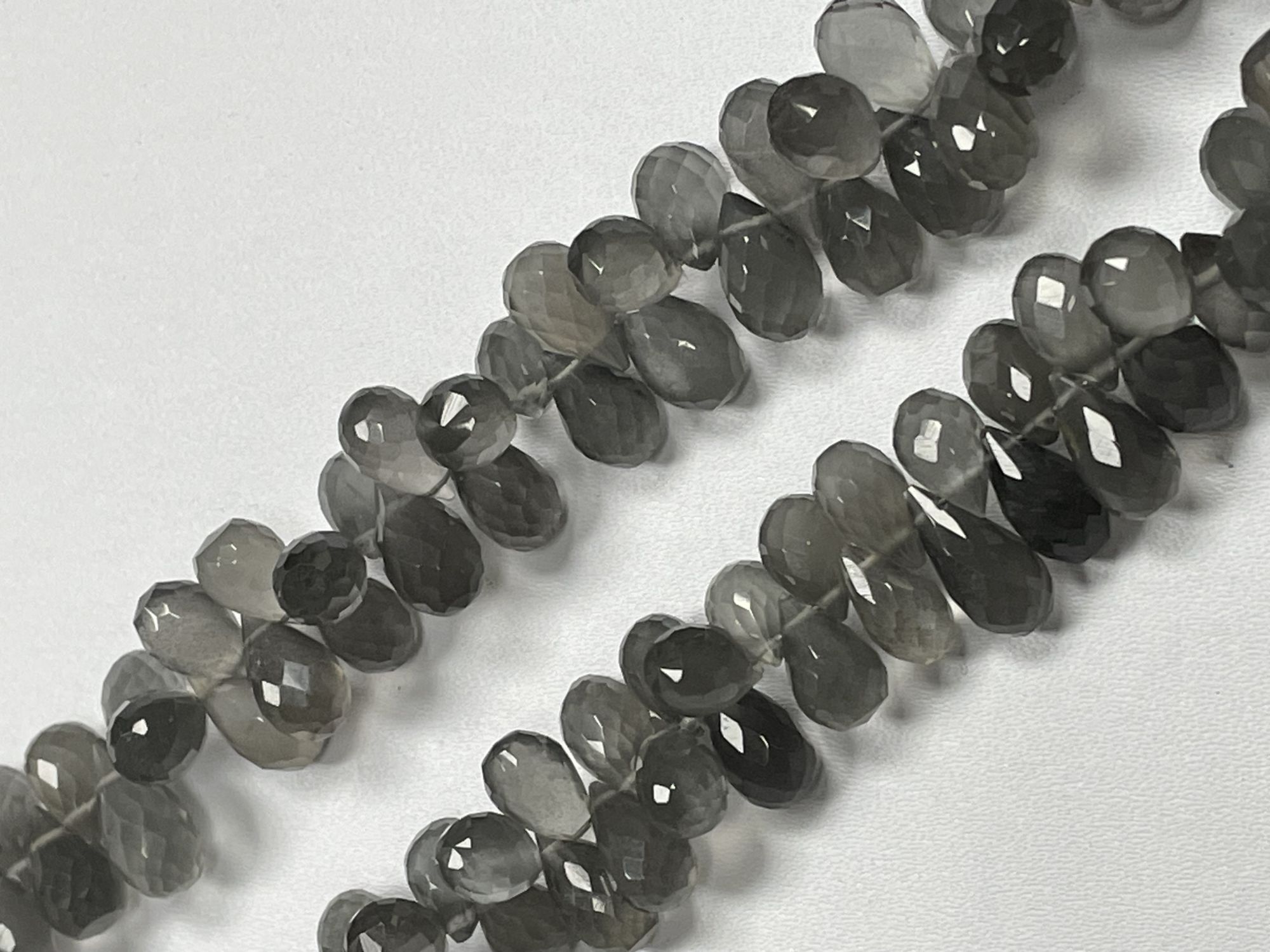 Grey Moonstone Drop Faceted