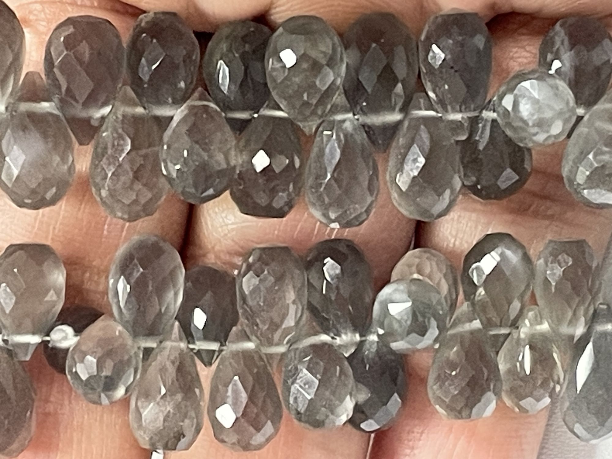 Grey Moonstone Drop Faceted