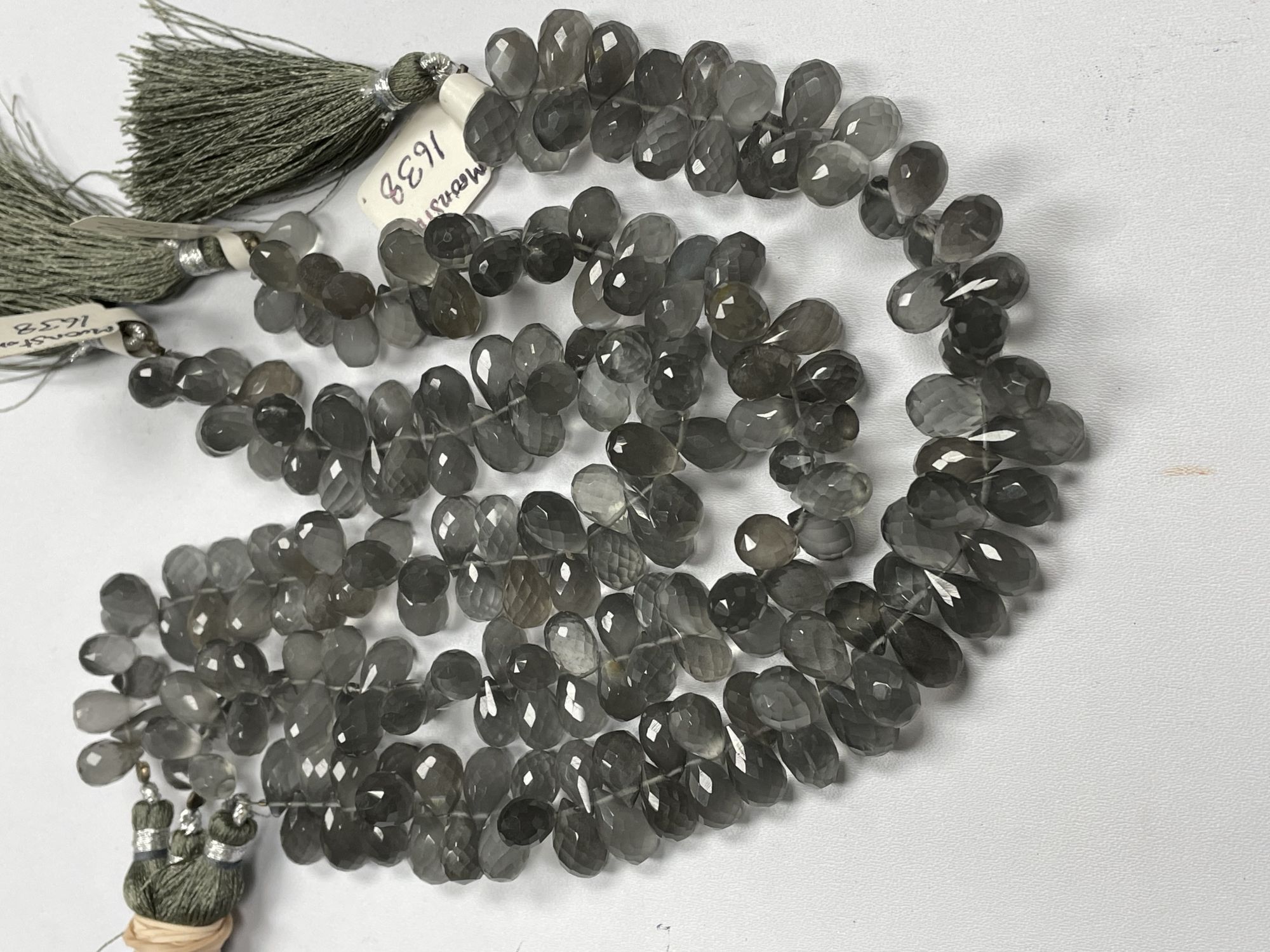 Grey Moonstone Drop Faceted