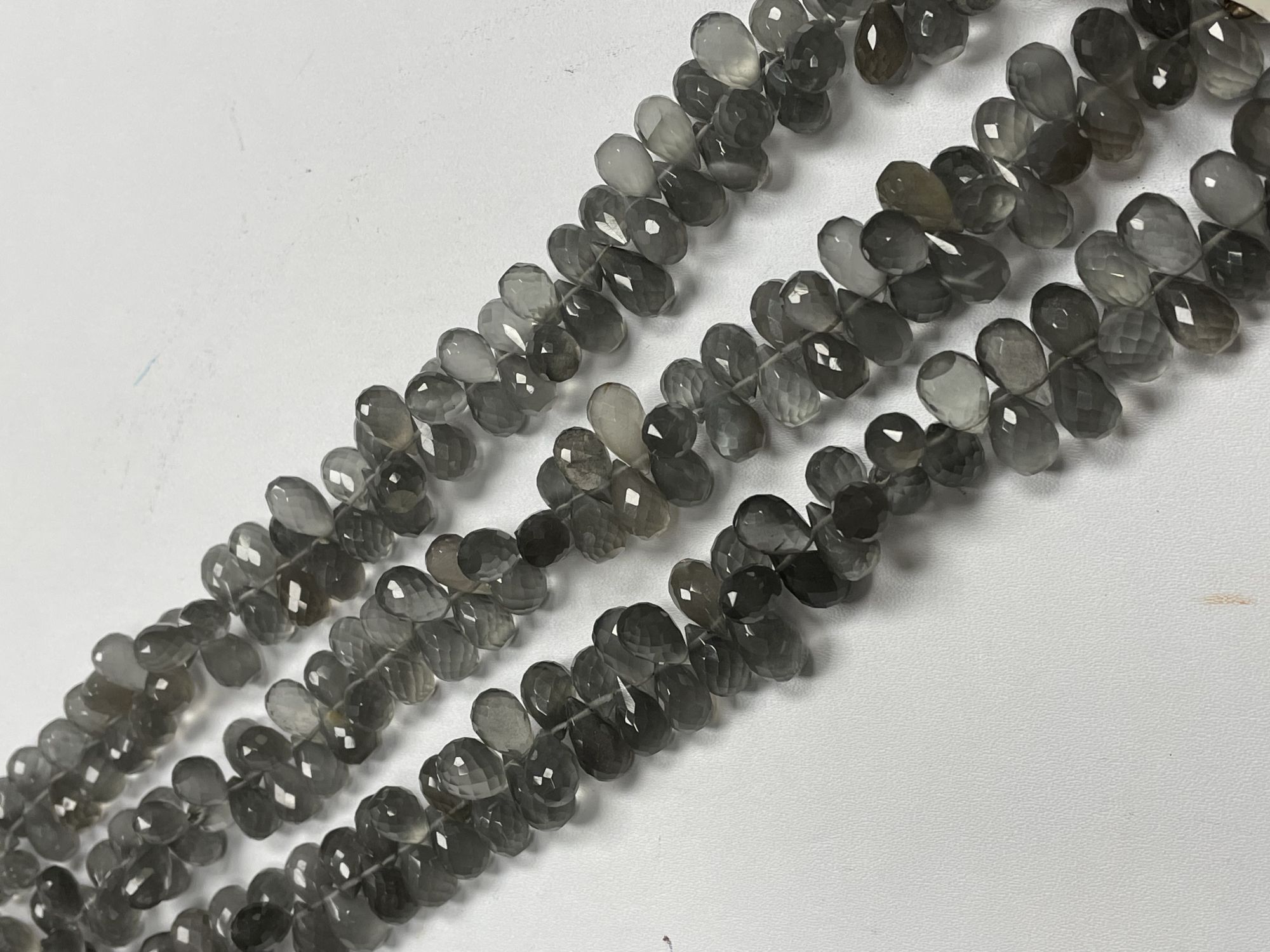 Grey Moonstone Drop Faceted