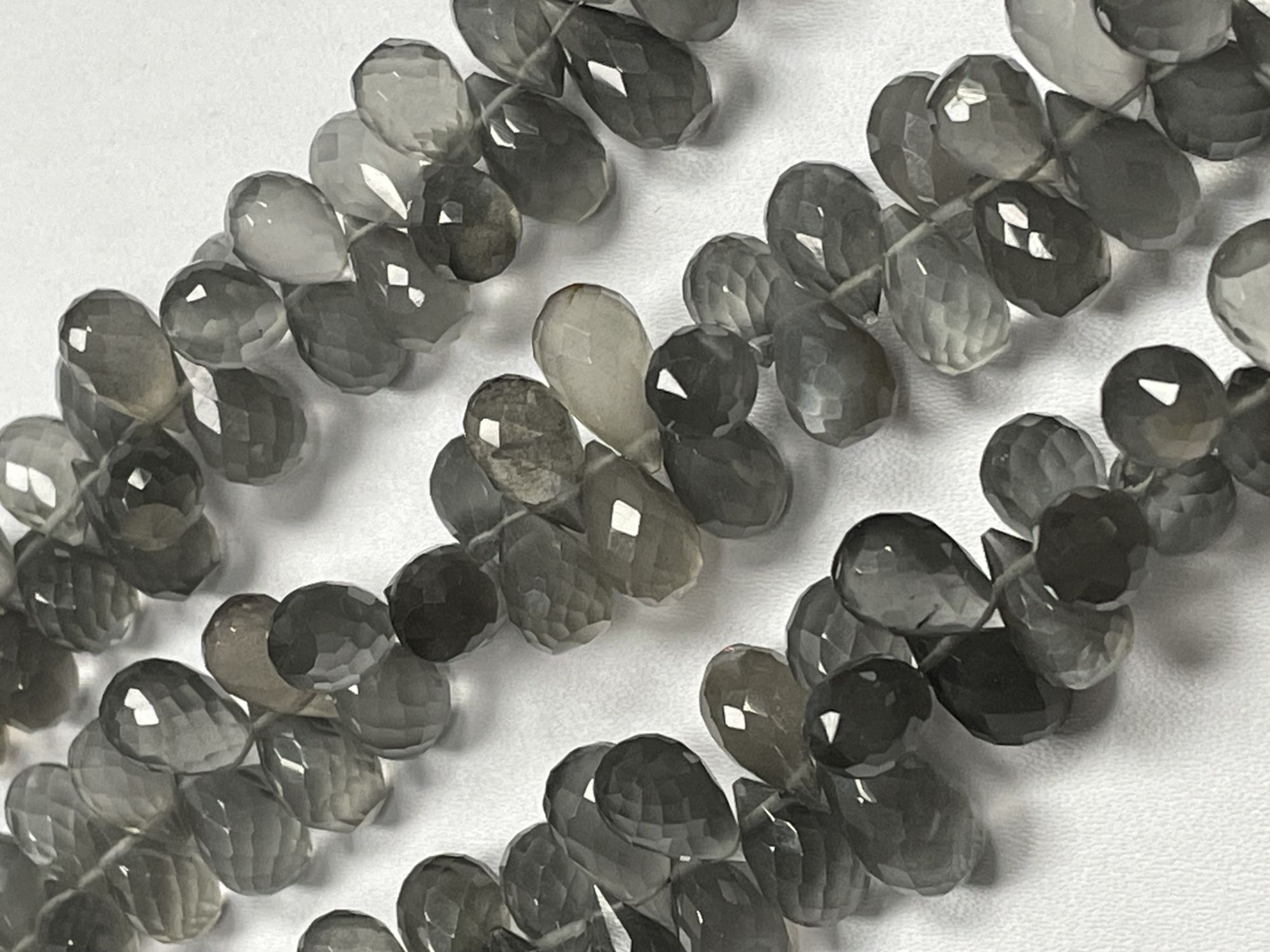Grey Moonstone Drop Faceted