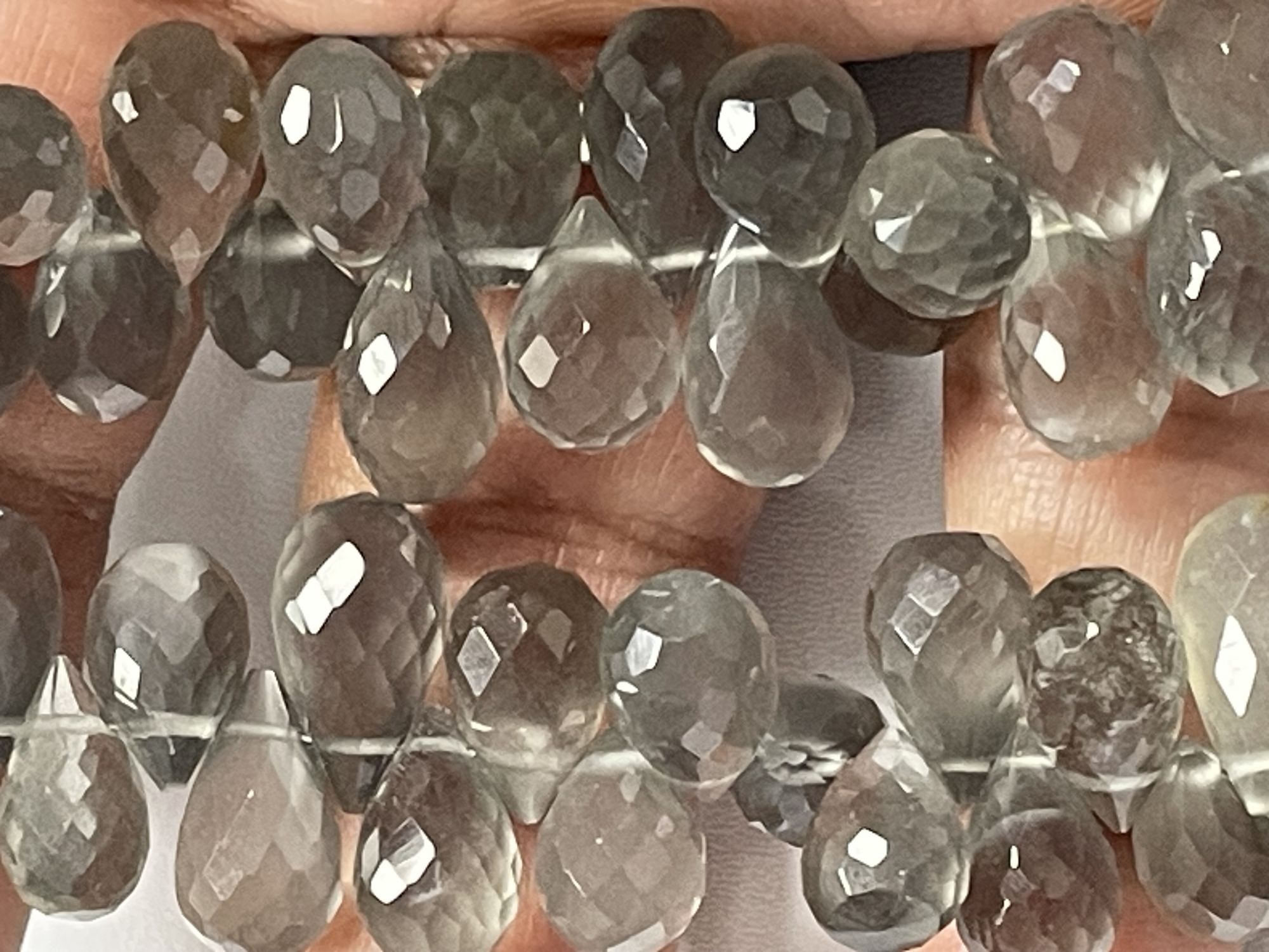 Grey Moonstone Drop Faceted