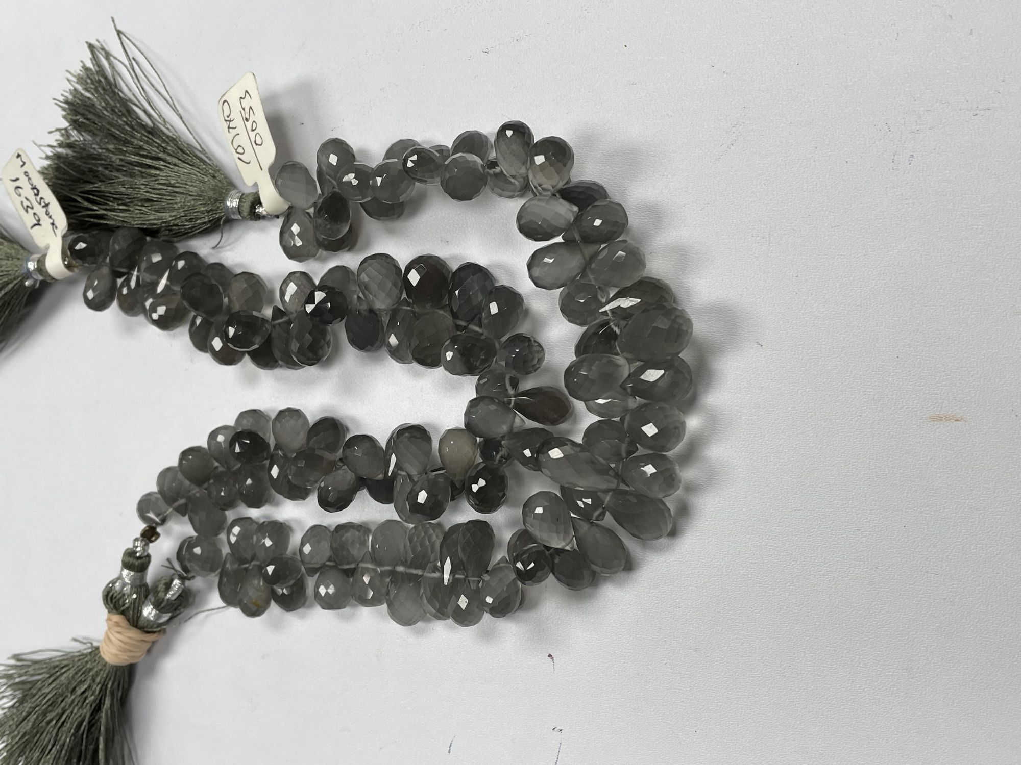 Grey Moonstone Drop Faceted