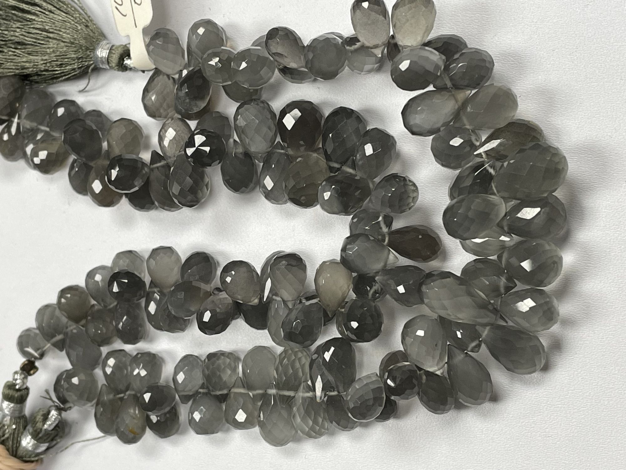 Grey Moonstone Drop Faceted