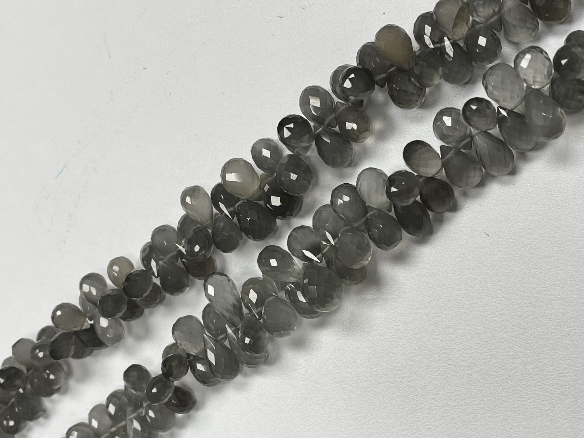 Grey Moonstone Drop Faceted
