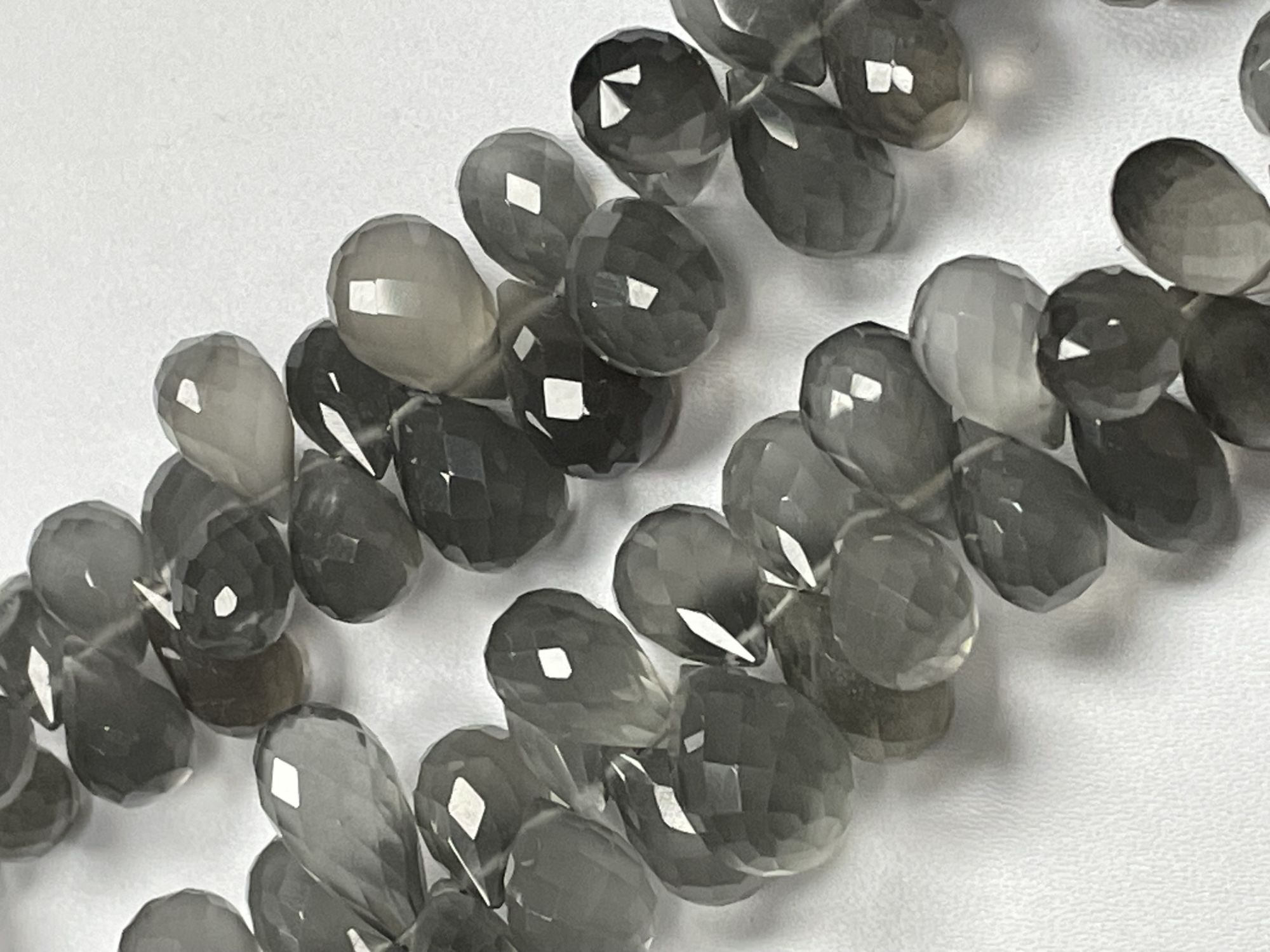Grey Moonstone Drop Faceted
