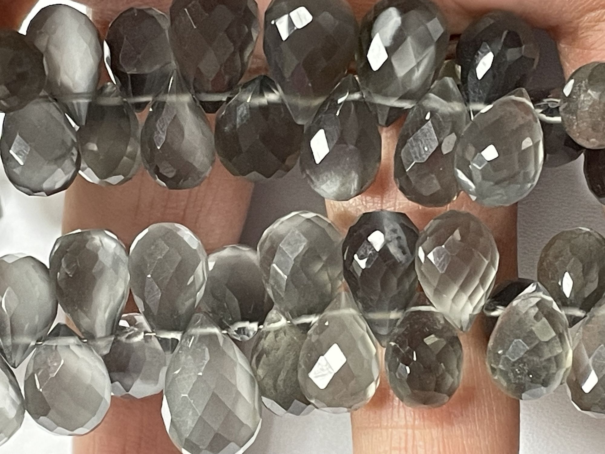 Grey Moonstone Drop Faceted