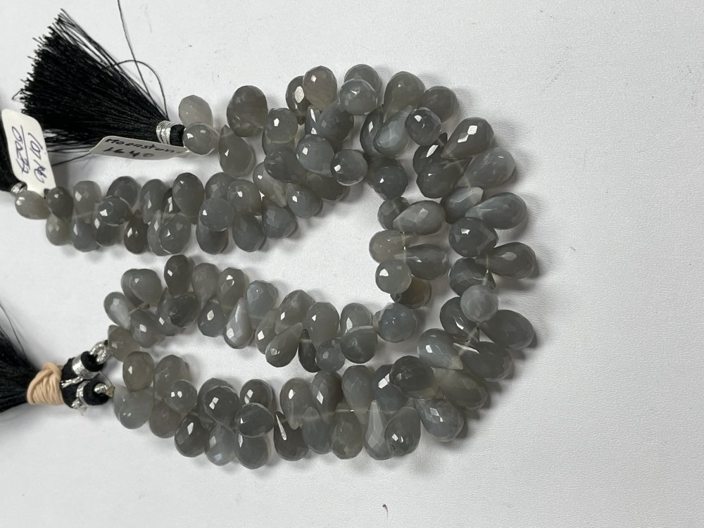 Grey Moonstone Drop Faceted