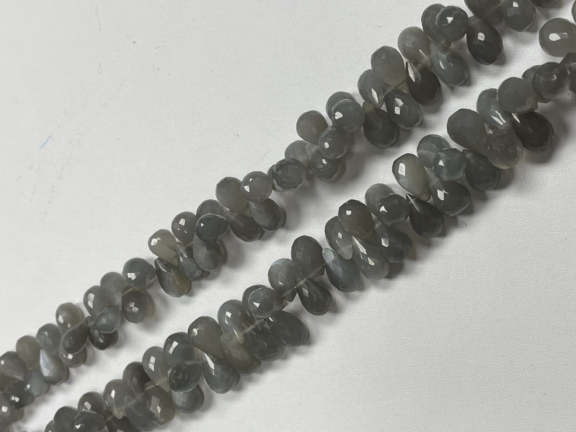 Grey Moonstone Drop Faceted