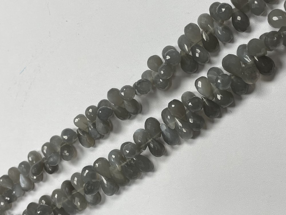 Grey Moonstone Drop Faceted