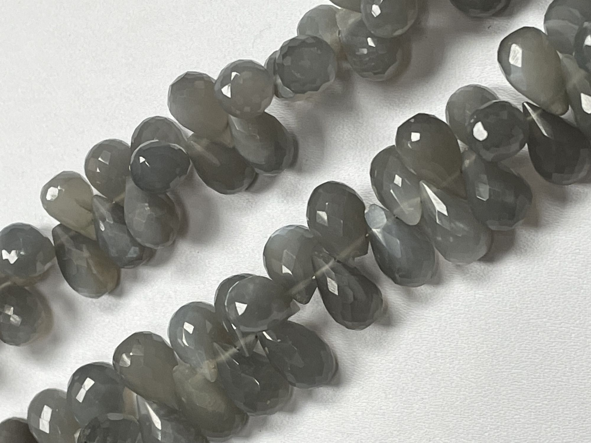 Grey Moonstone Drop Faceted