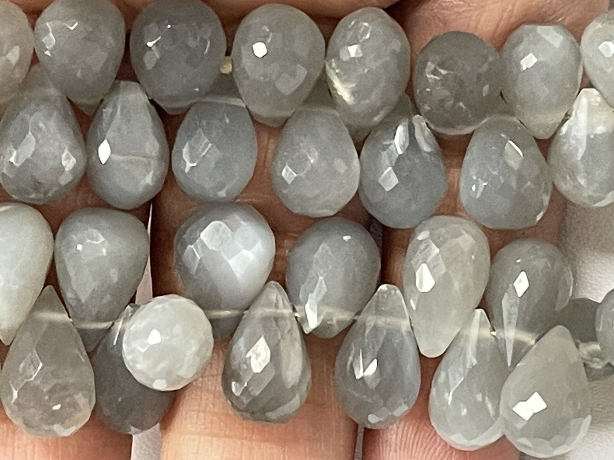 Grey Moonstone Drop Faceted