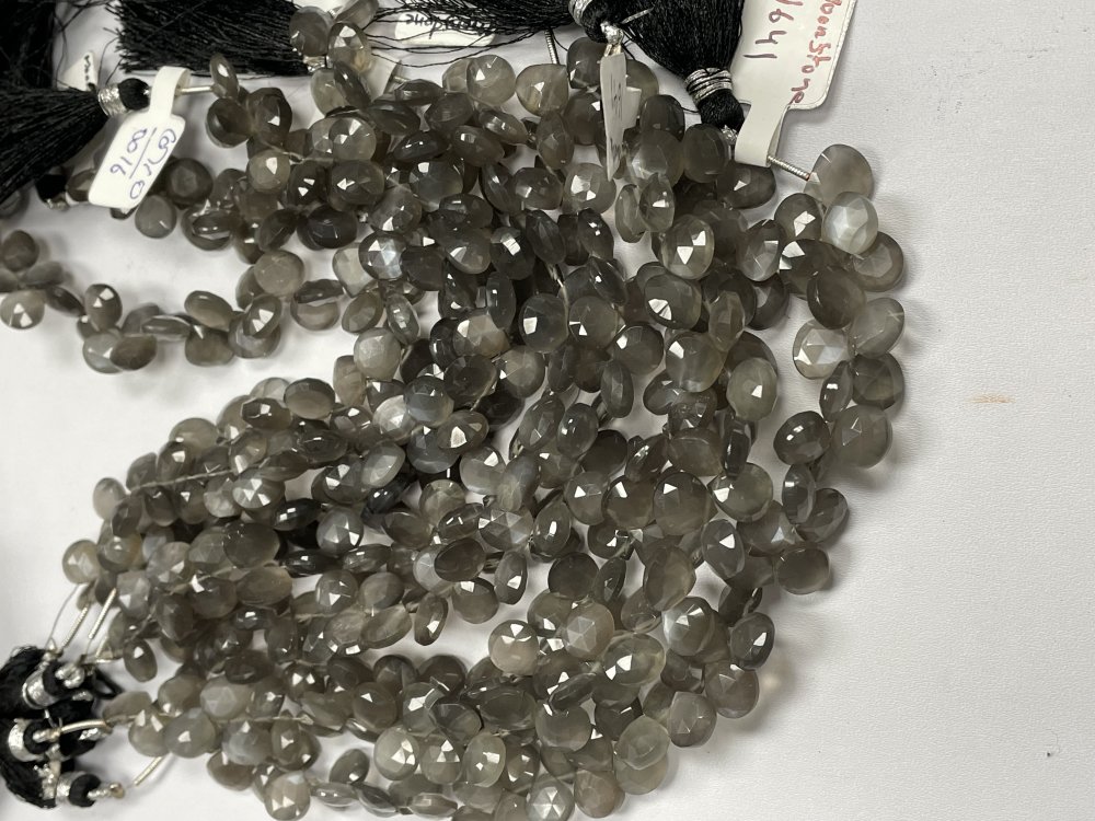 Grey Moonstone Heart Faceted