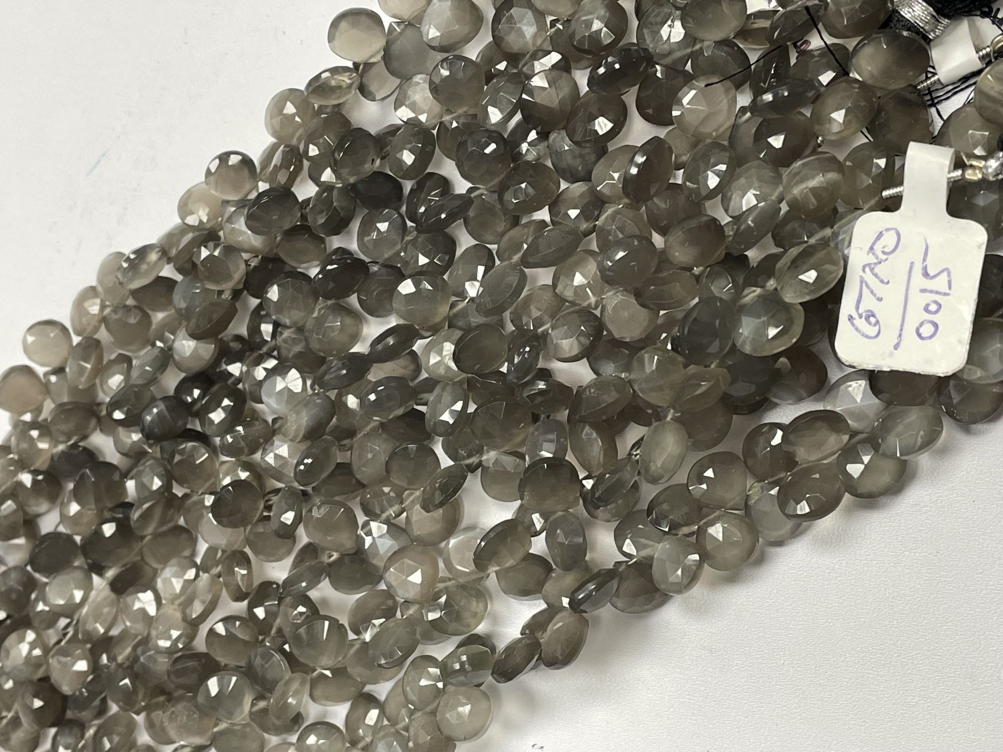 Grey Moonstone Heart Faceted