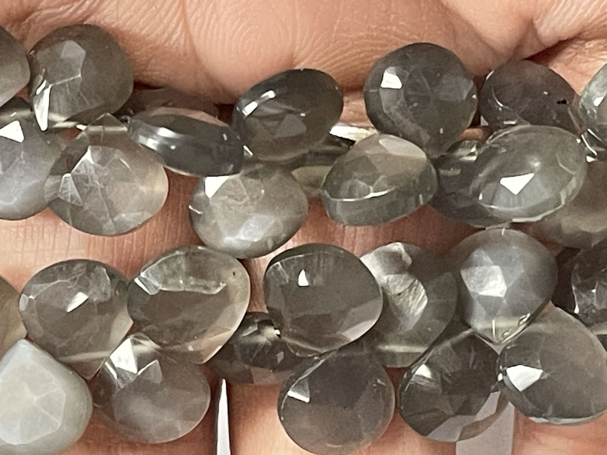 Grey Moonstone Heart Faceted