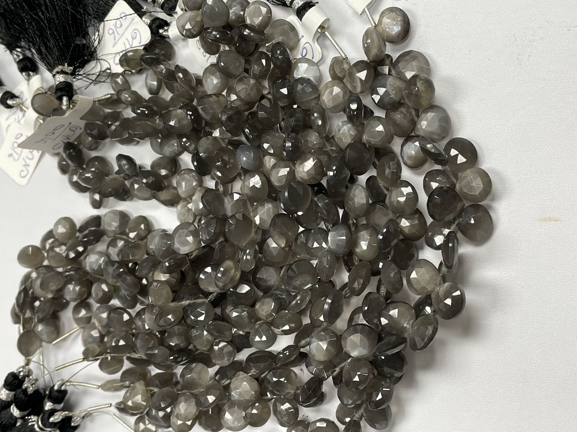 Grey Moonstone Heart Faceted