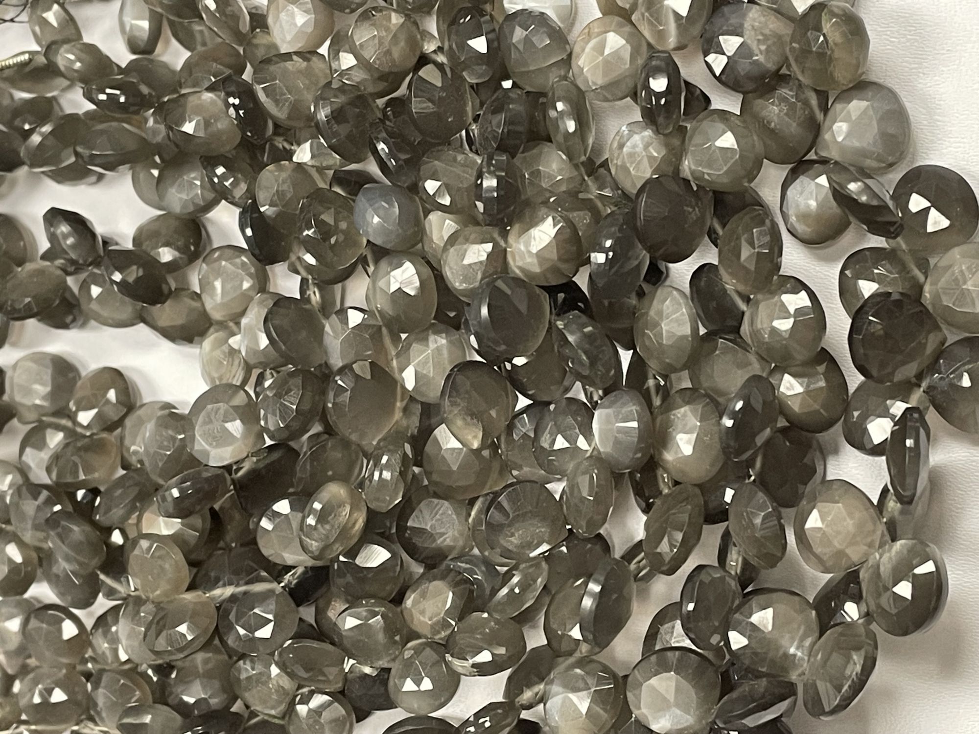 Grey Moonstone Heart Faceted