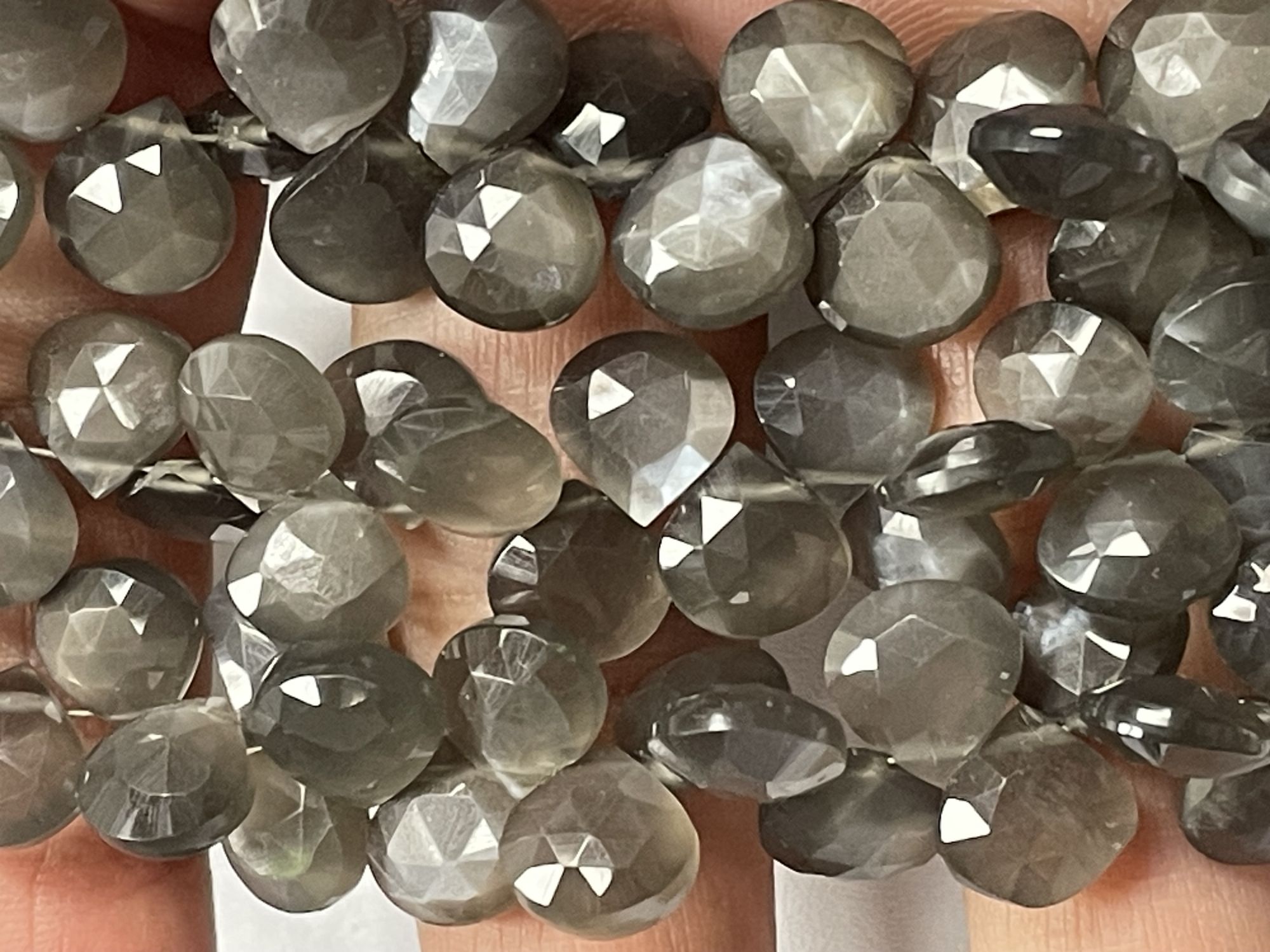 Grey Moonstone Heart Faceted