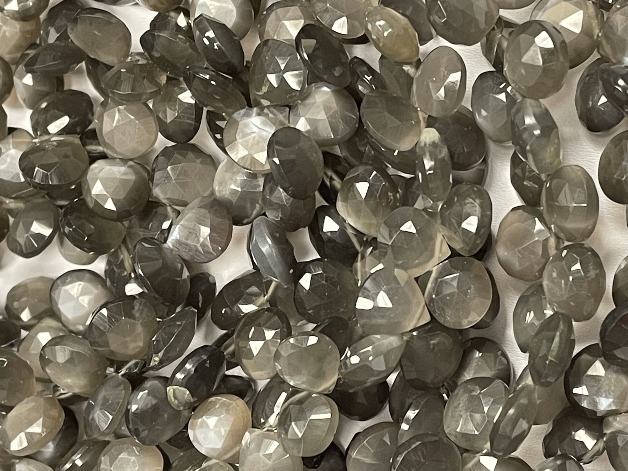 Grey Moonstone Heart Faceted