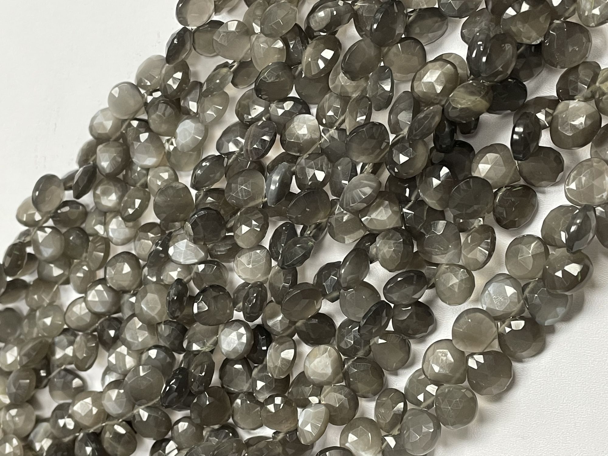 Grey Moonstone Heart Faceted