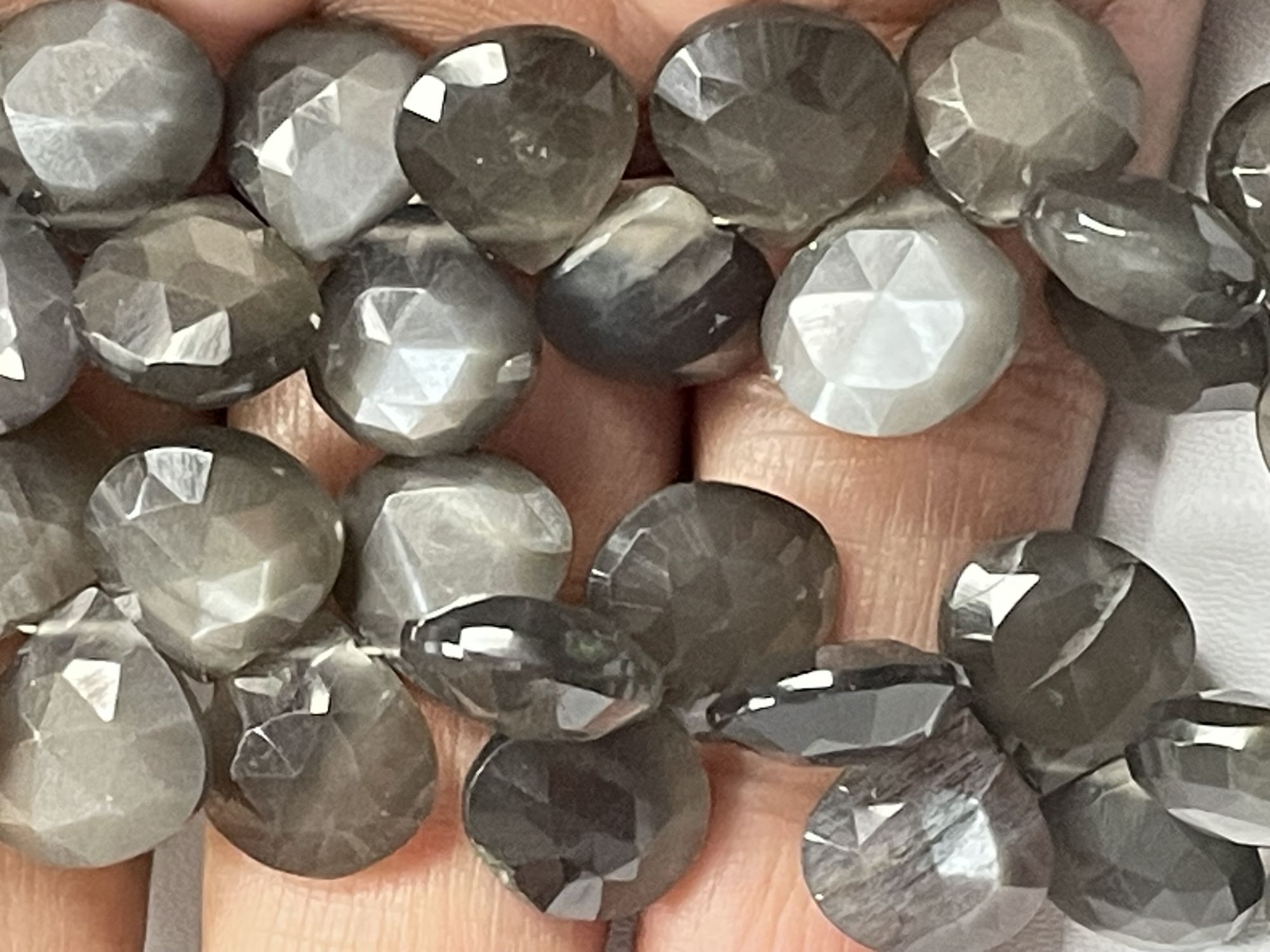 Grey Moonstone Heart Faceted