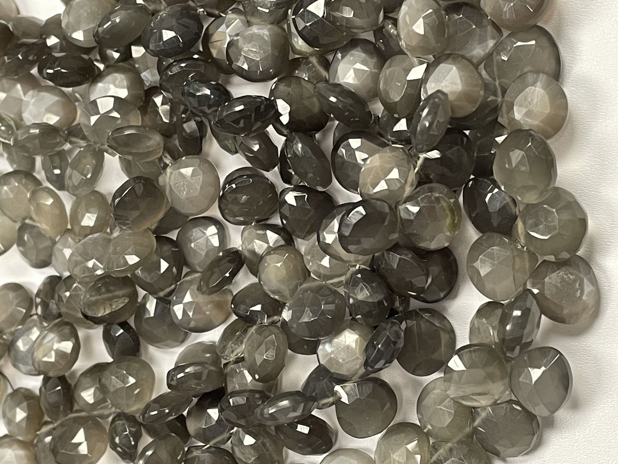 Grey Moonstone Heart Faceted