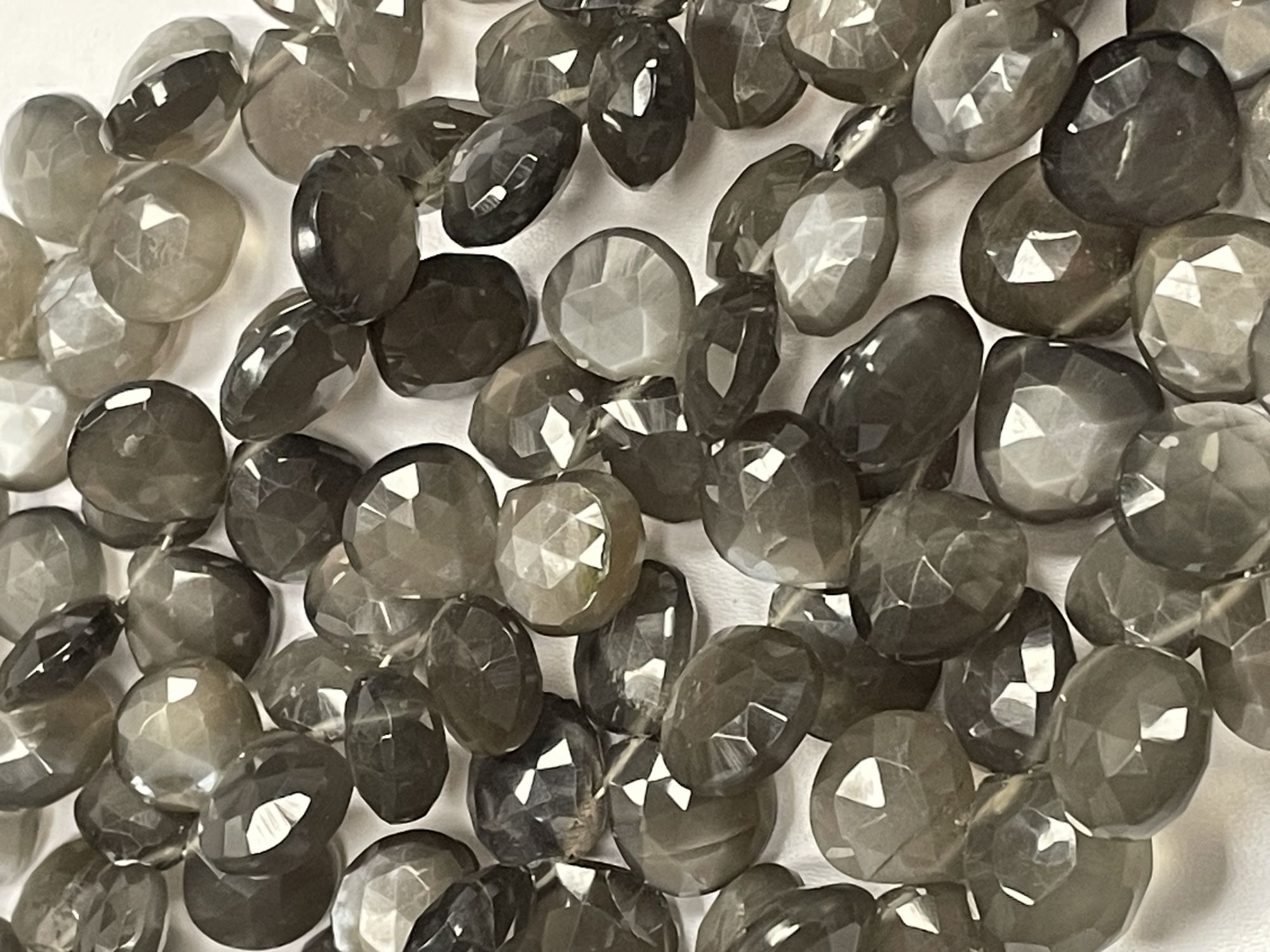 Grey Moonstone Heart Faceted