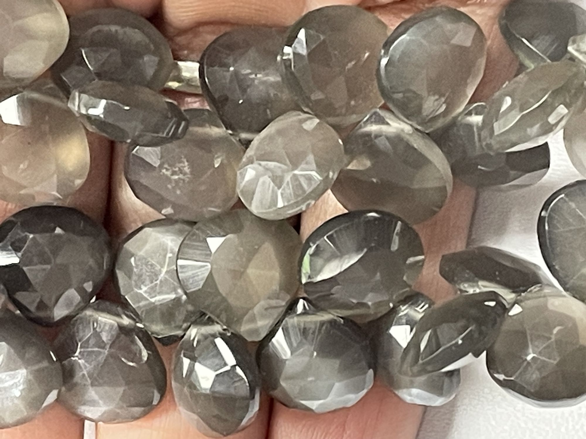 Grey Moonstone Heart Faceted