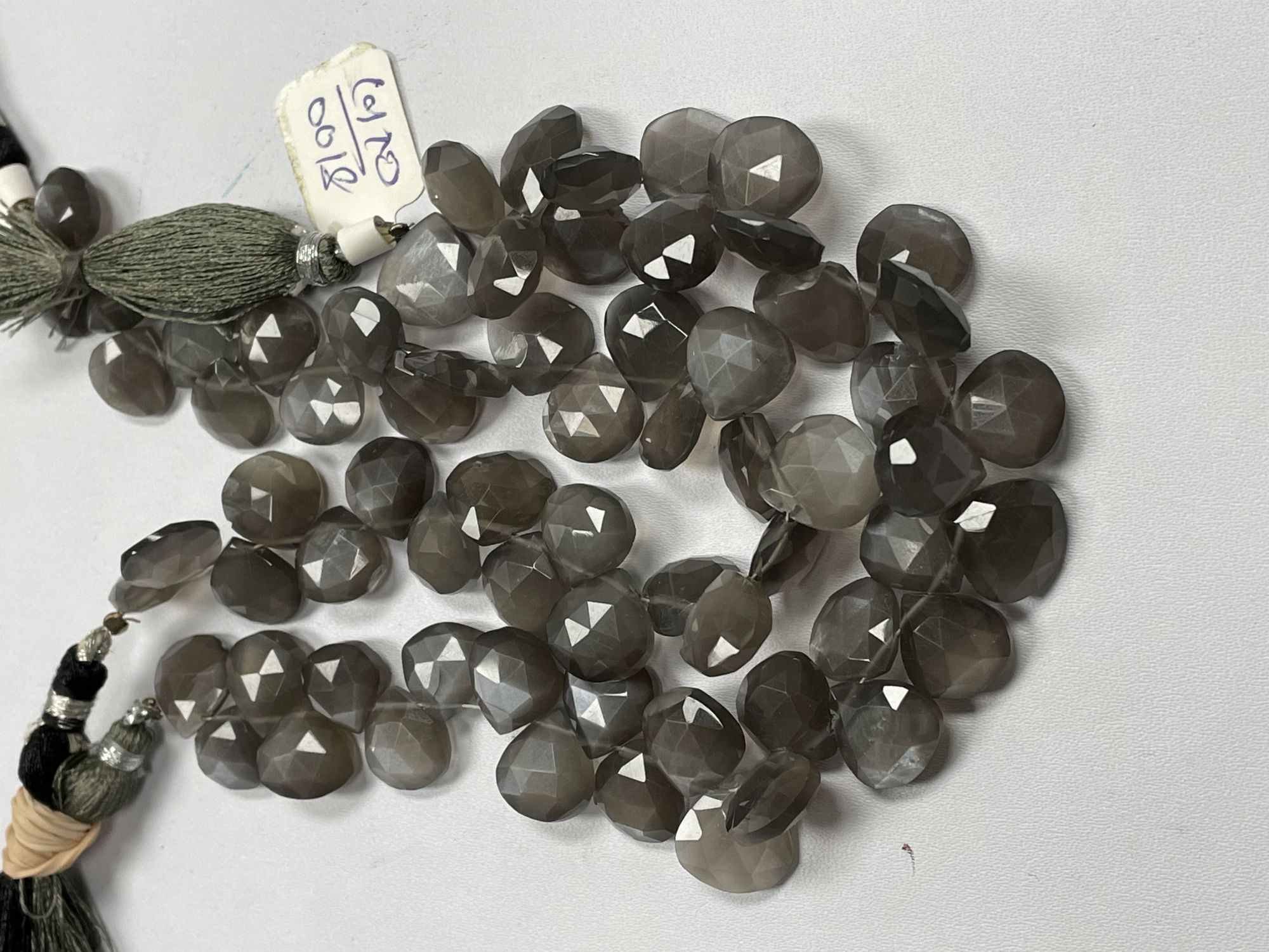 Grey Moonstone Heart Faceted