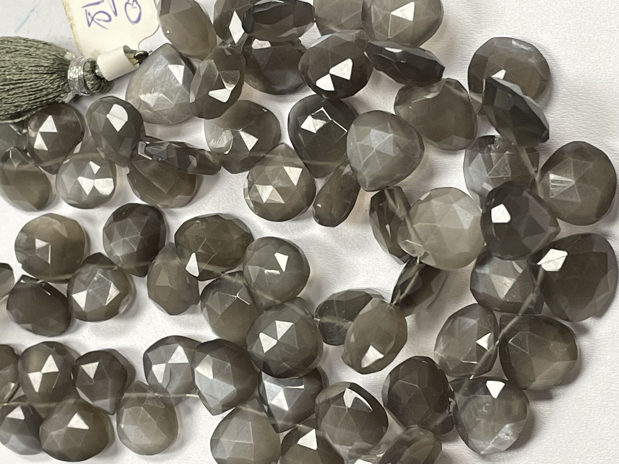 Grey Moonstone Heart Faceted