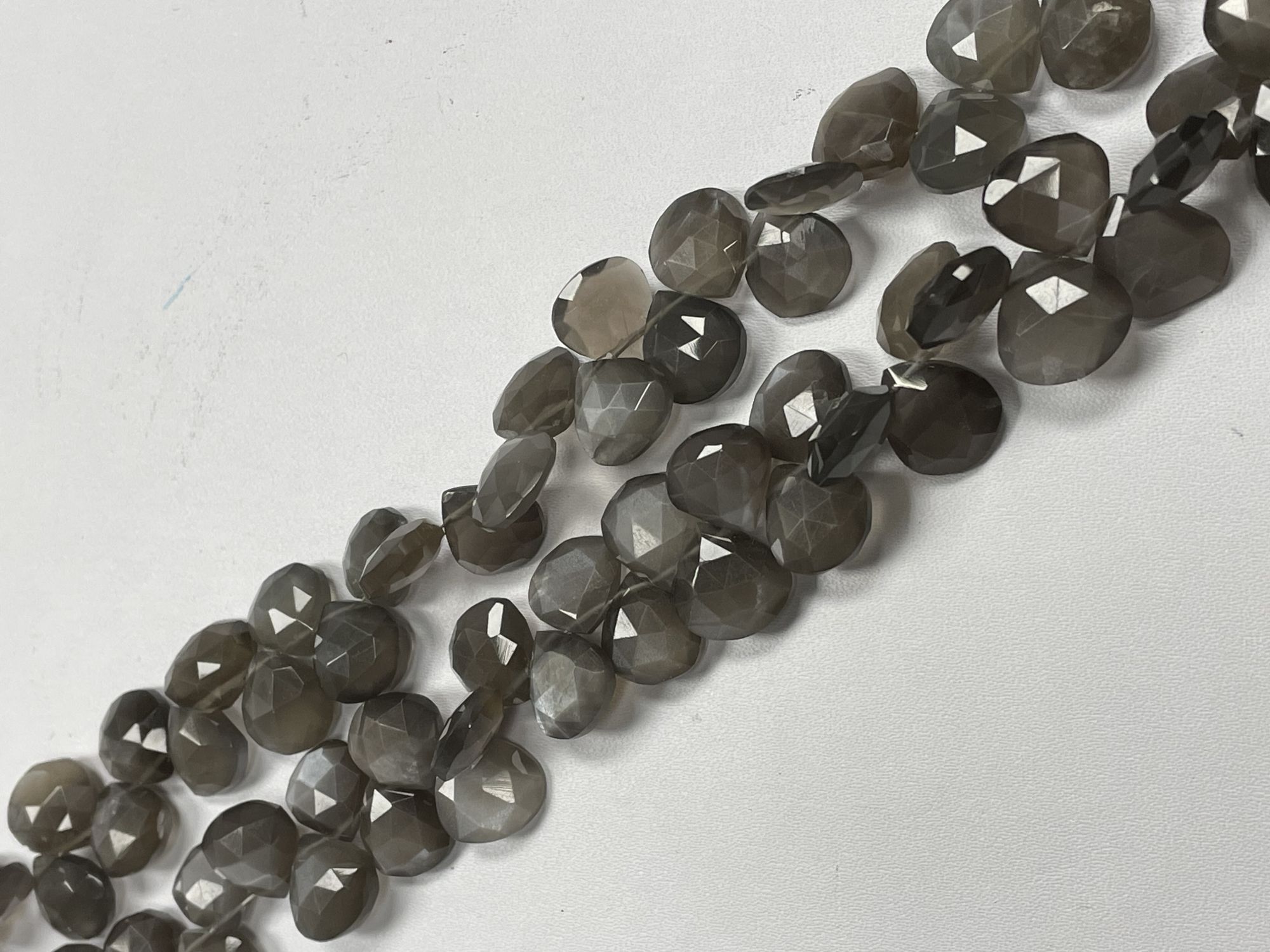 Grey Moonstone Heart Faceted