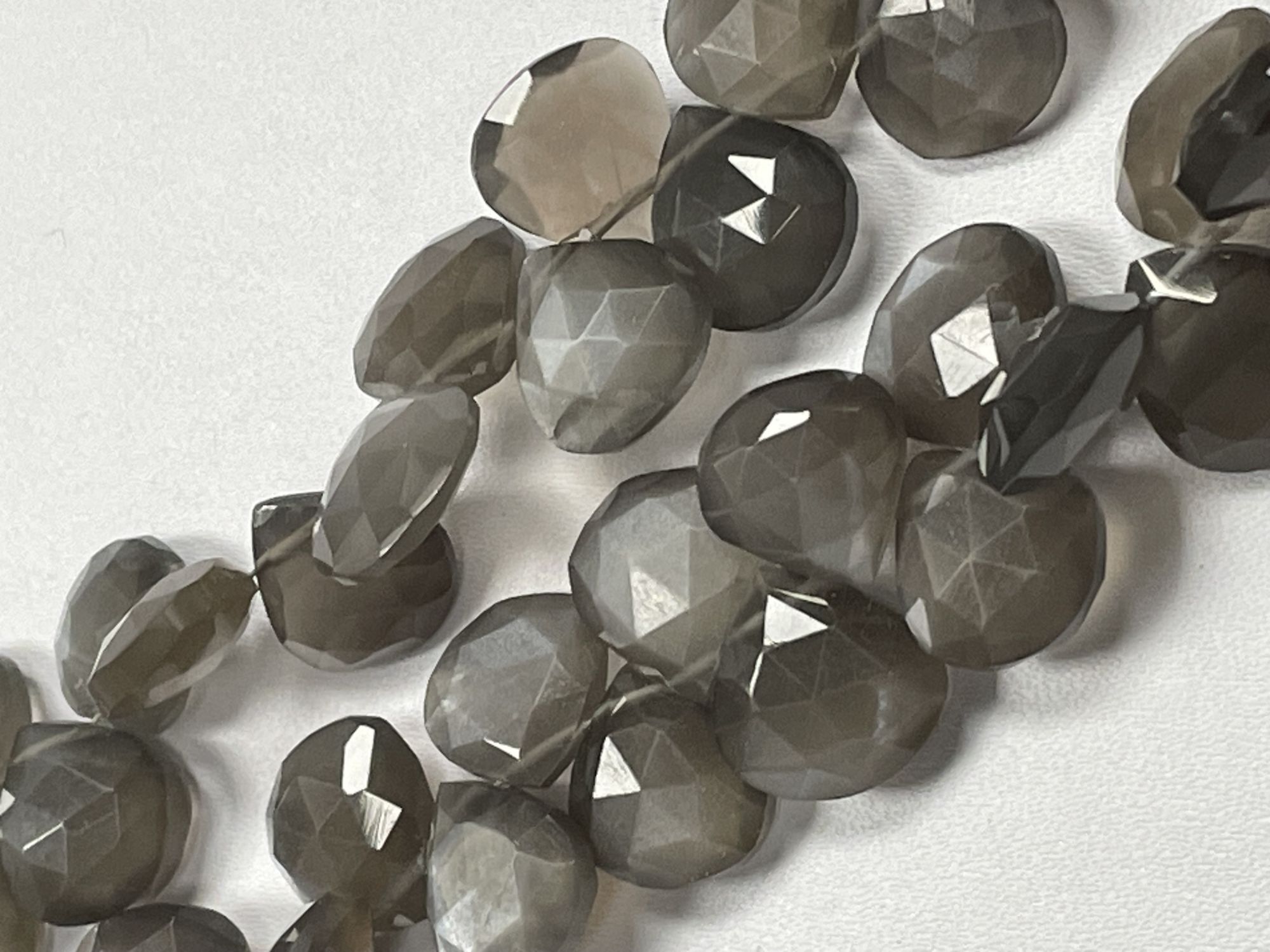 Grey Moonstone Heart Faceted