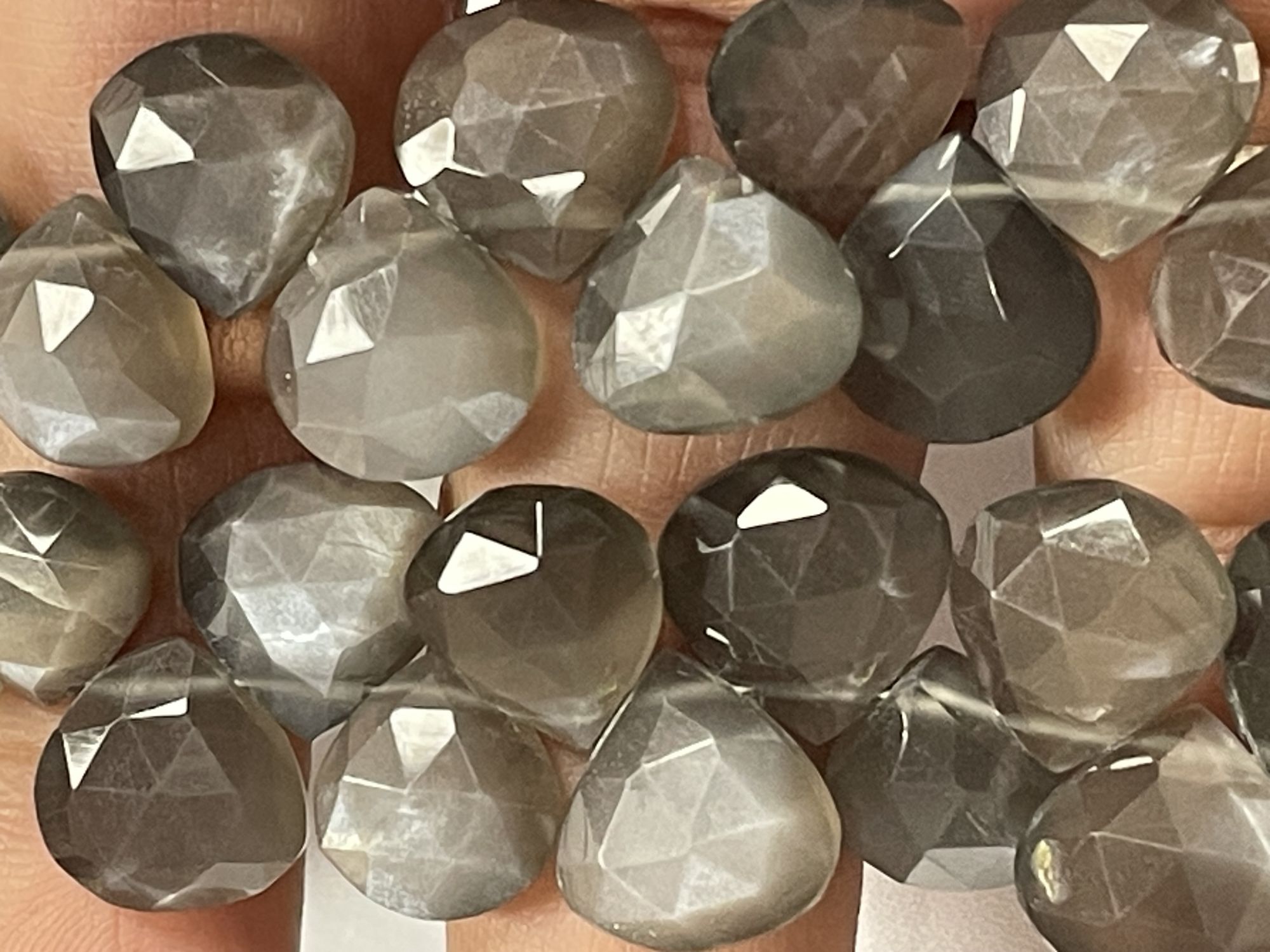 Grey Moonstone Heart Faceted