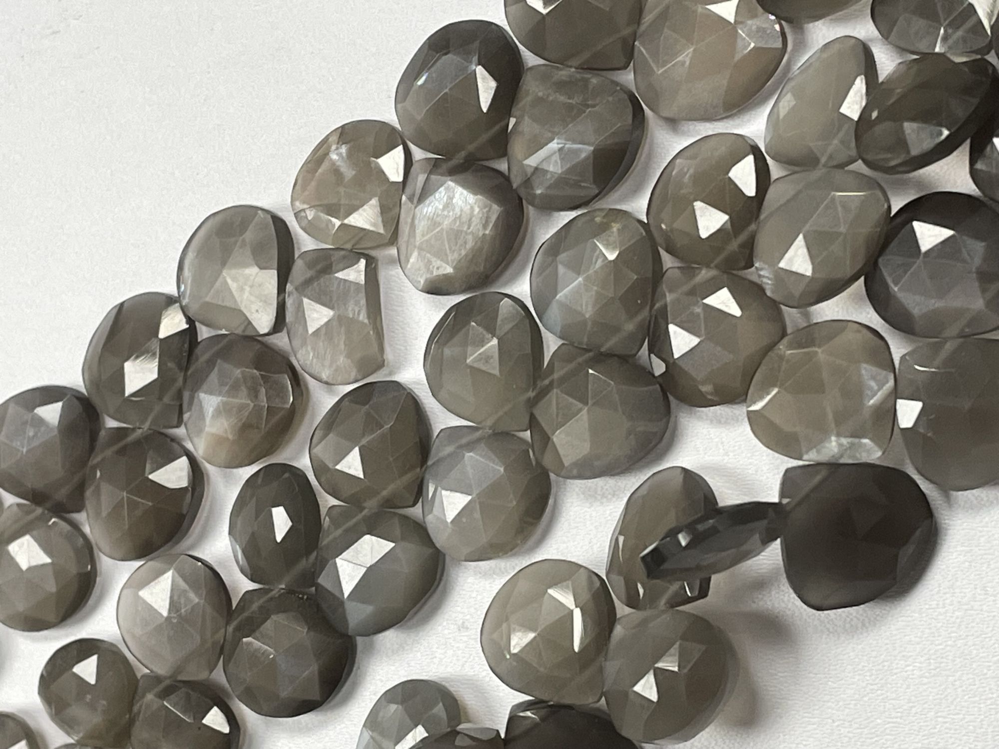 Grey Moonstone Heart Faceted