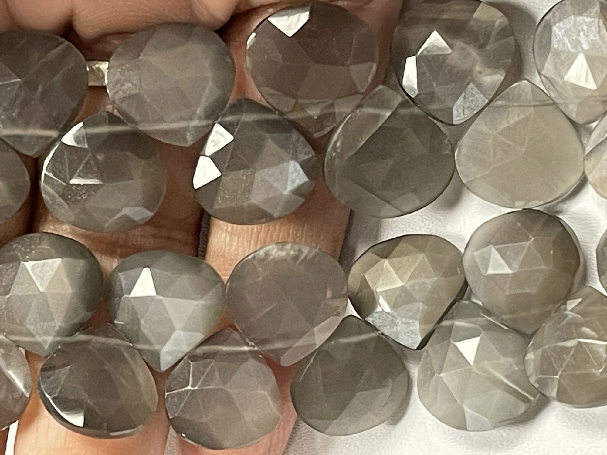 Grey Moonstone Heart Faceted