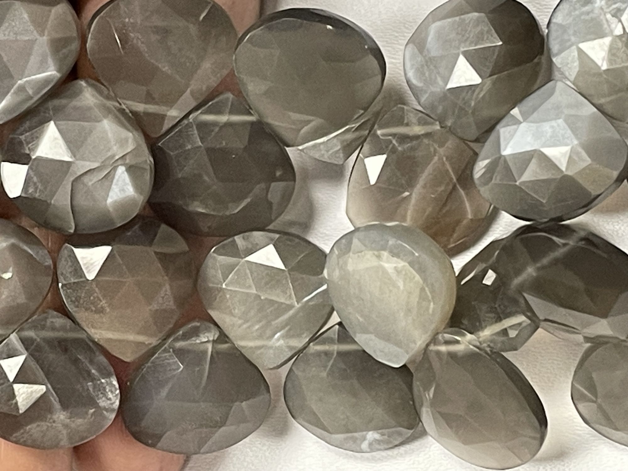 Grey moonstone Heart Faceted